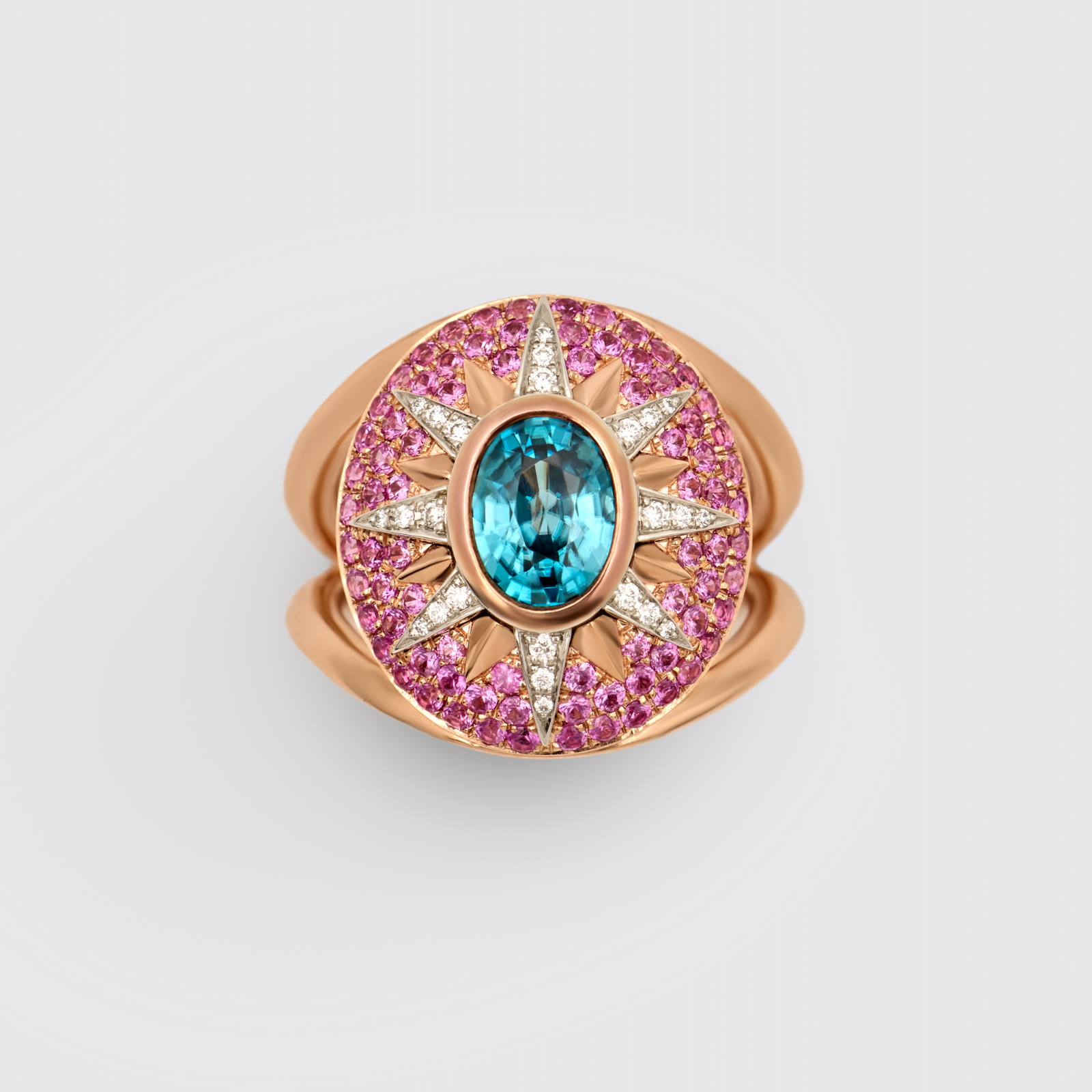 Crush Nova Ring - Blue Zircon & Pink Sapphires