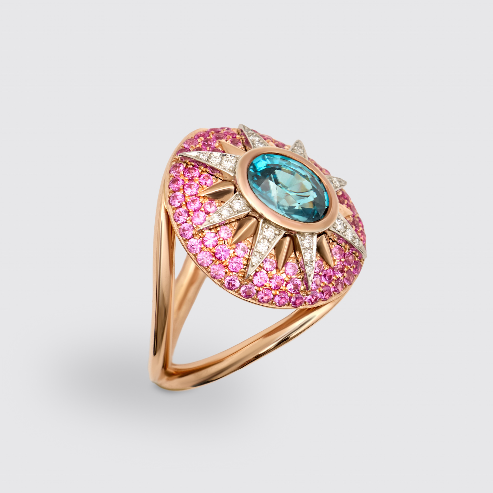 Crush Nova Ring - Blue Zircon & Pink Sapphires