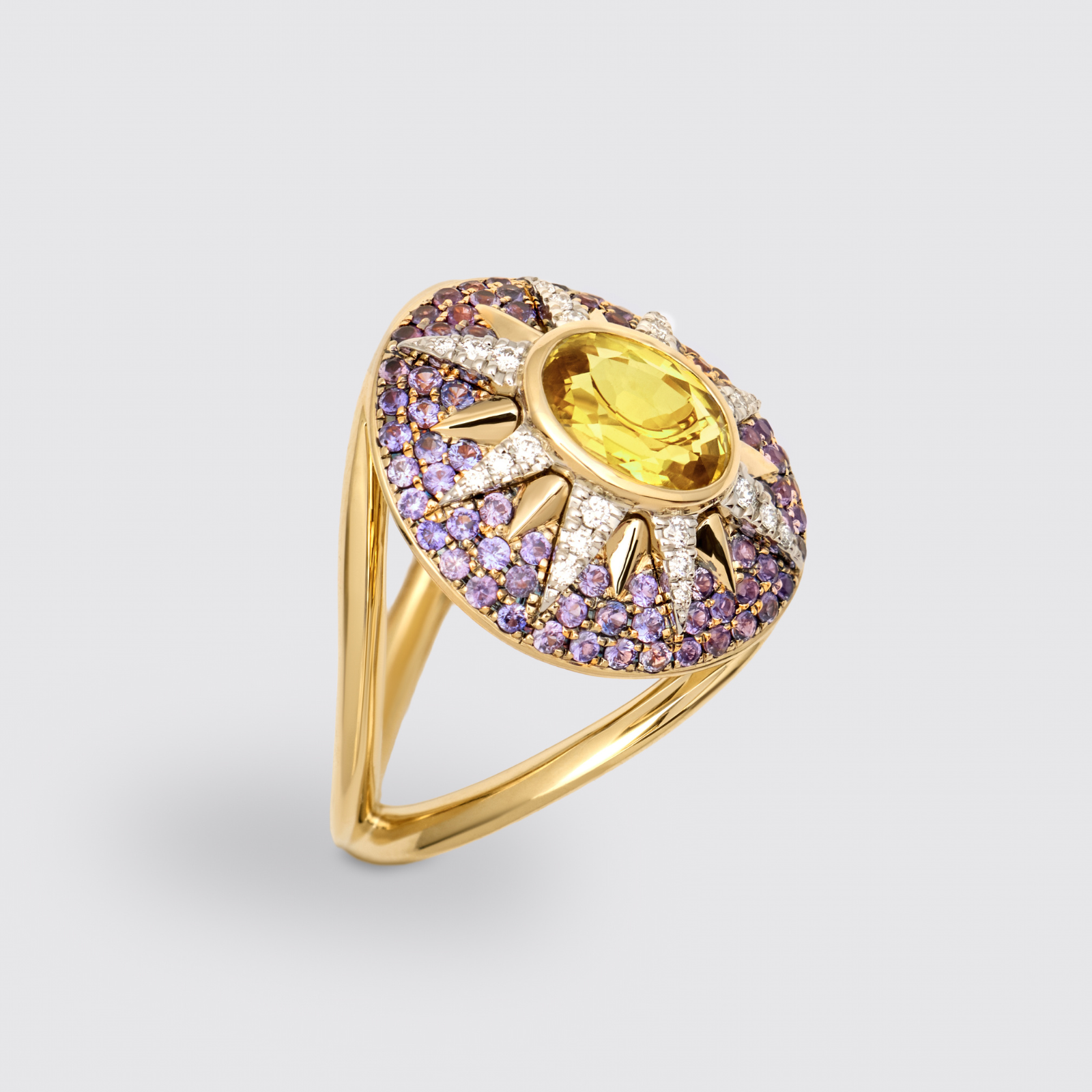 Crush Nova Ring - Yellow Sapphire & Lavender Sapphires