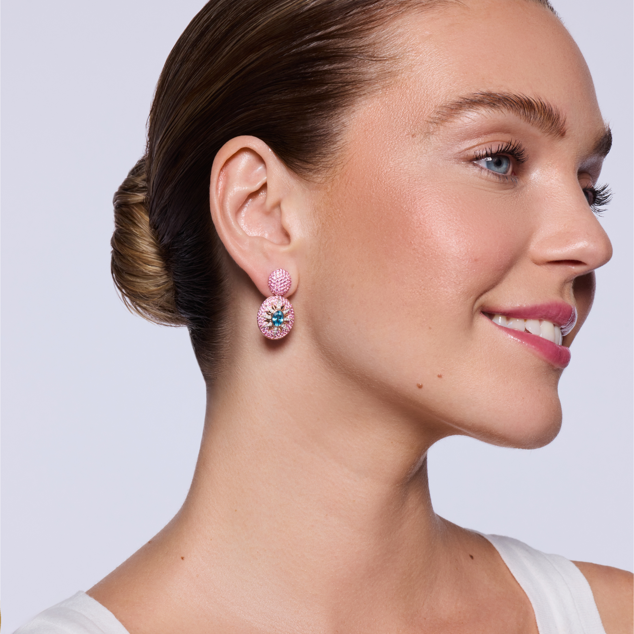 Crush Nova Single Earring - Blue Zircon & Pink Sapphires