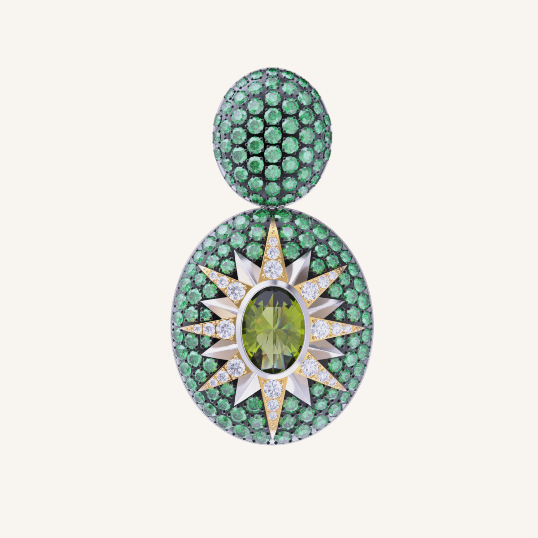 Crush Nova Single Earring - Green Sapphire & Tsavorites