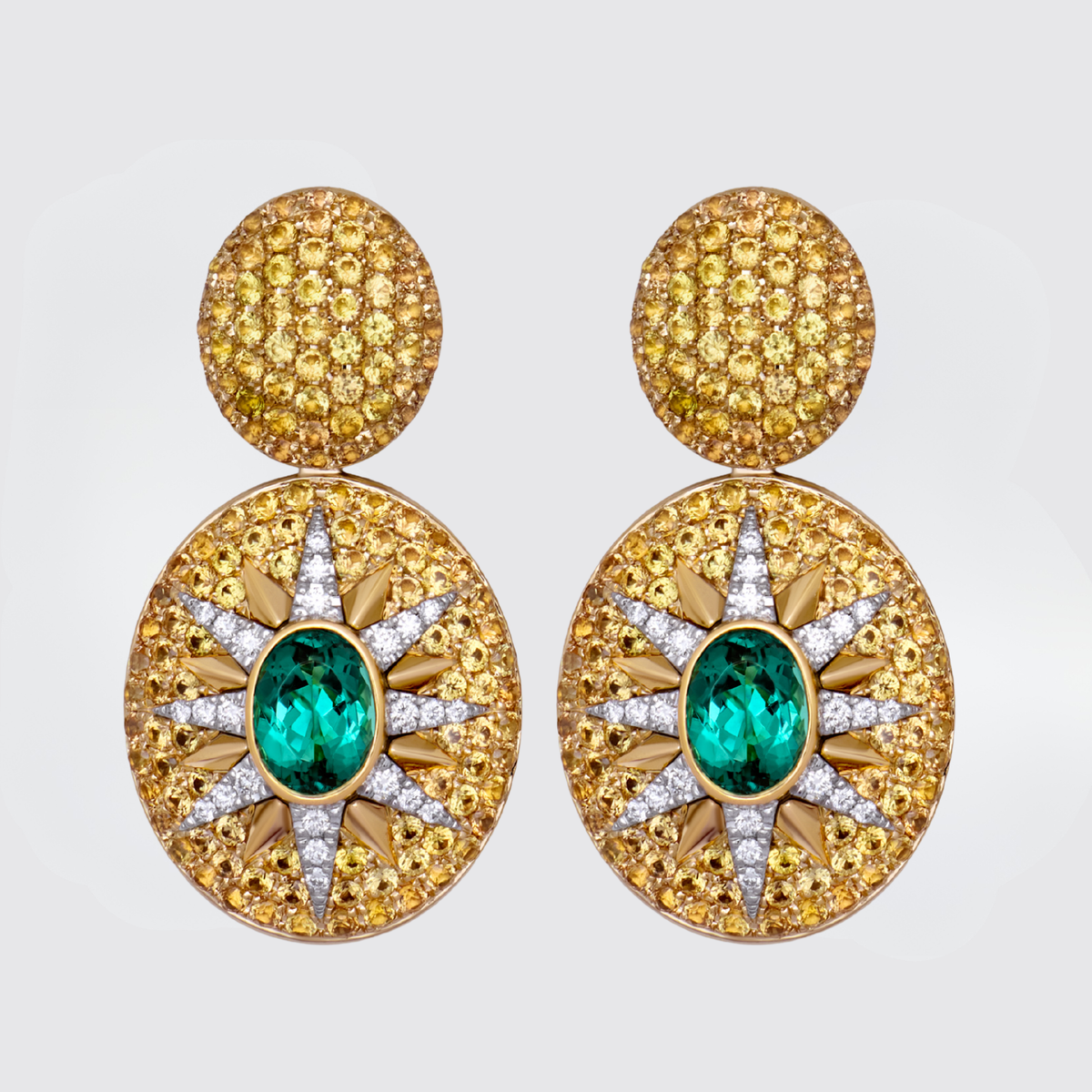 Crush Nova Earrings - Indicolite & Yellow Sapphires