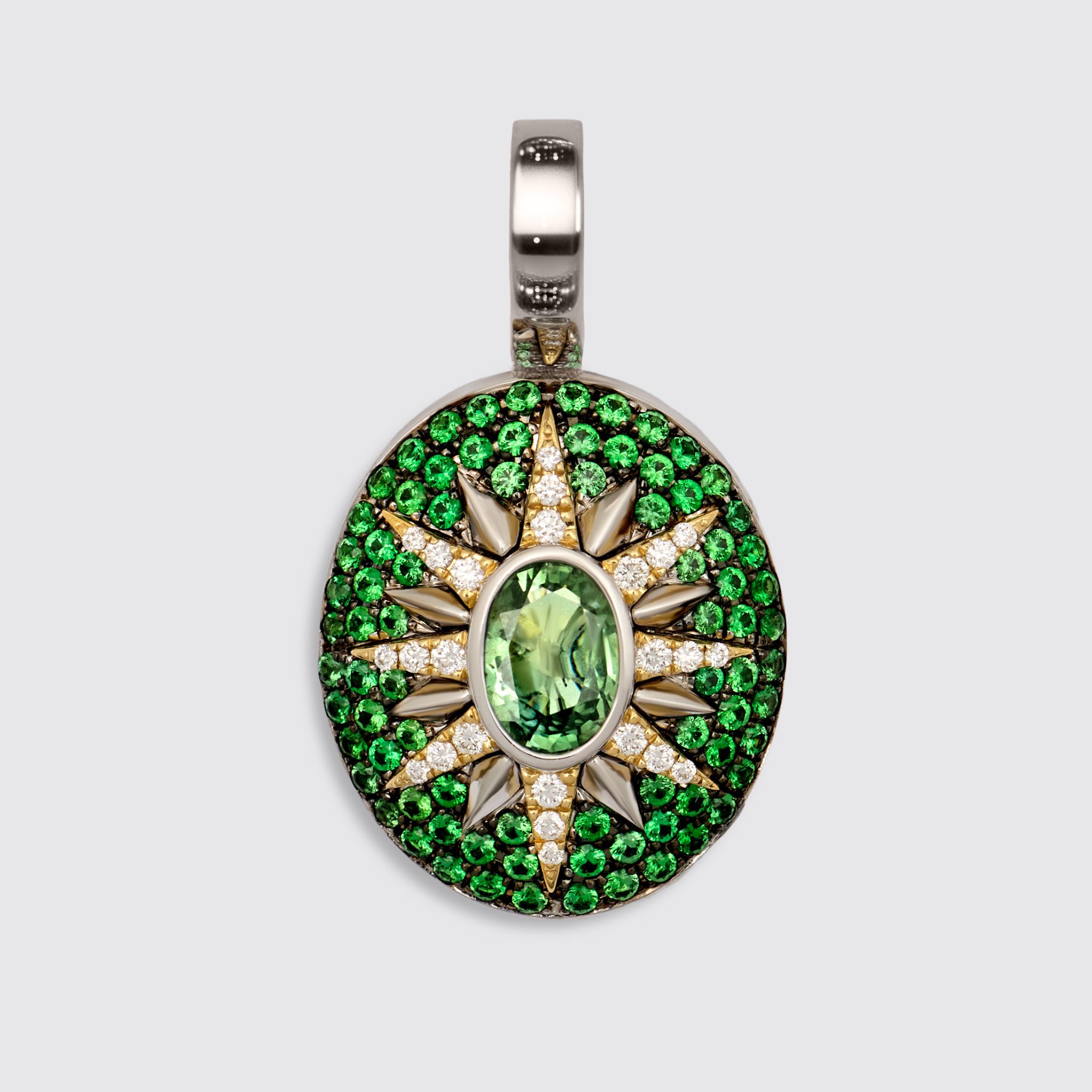 Crush Nova Pendant - Green Sapphire & Tsavorites
