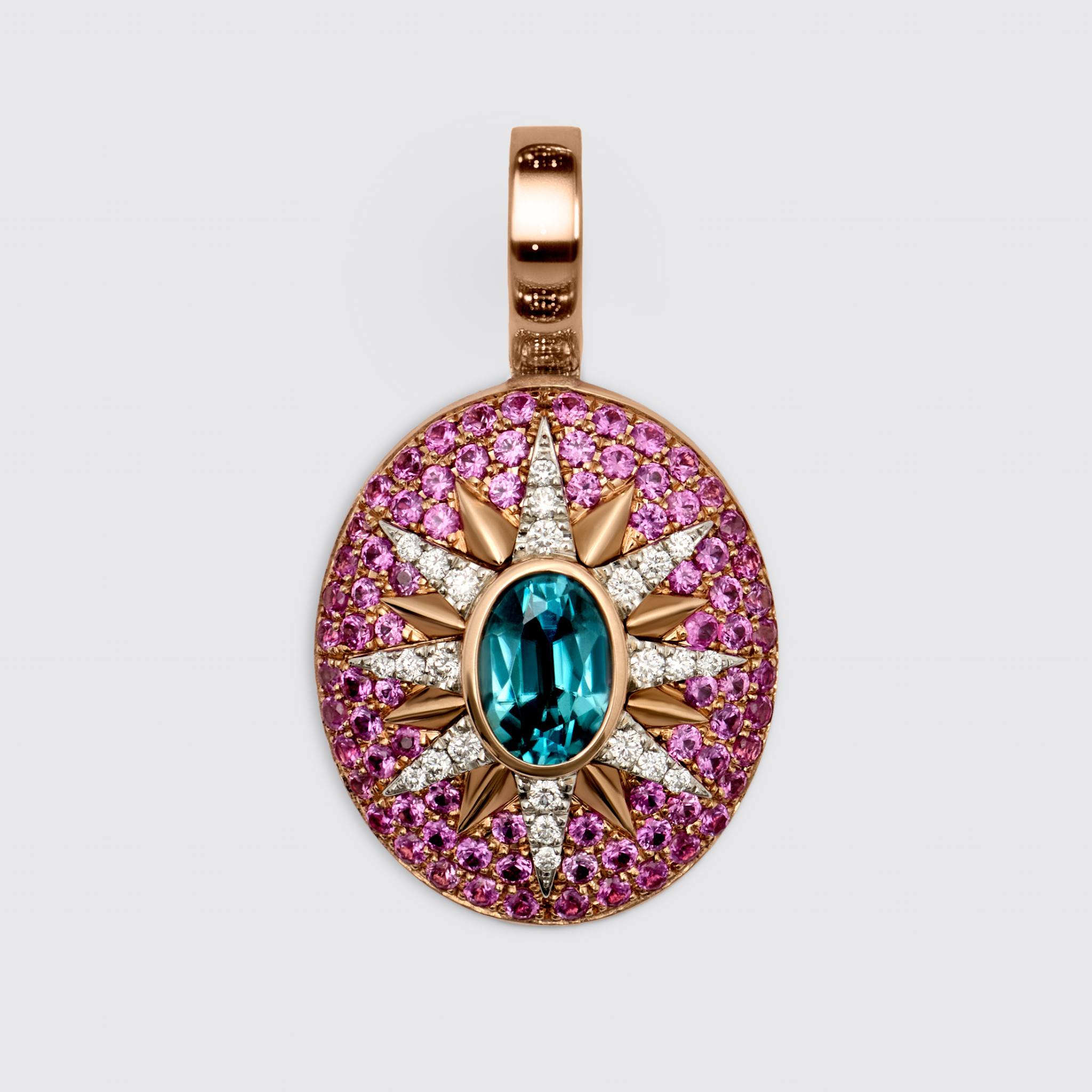 Crush Nova Pendant - Blue Zircon & Pink Sapphires