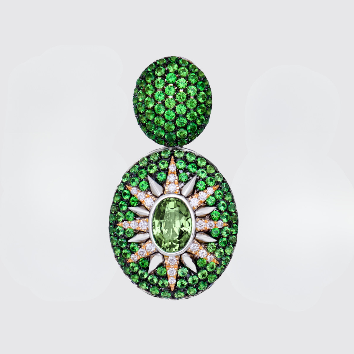 Crush Nova Earrings - Green Sapphire & Tsavorites