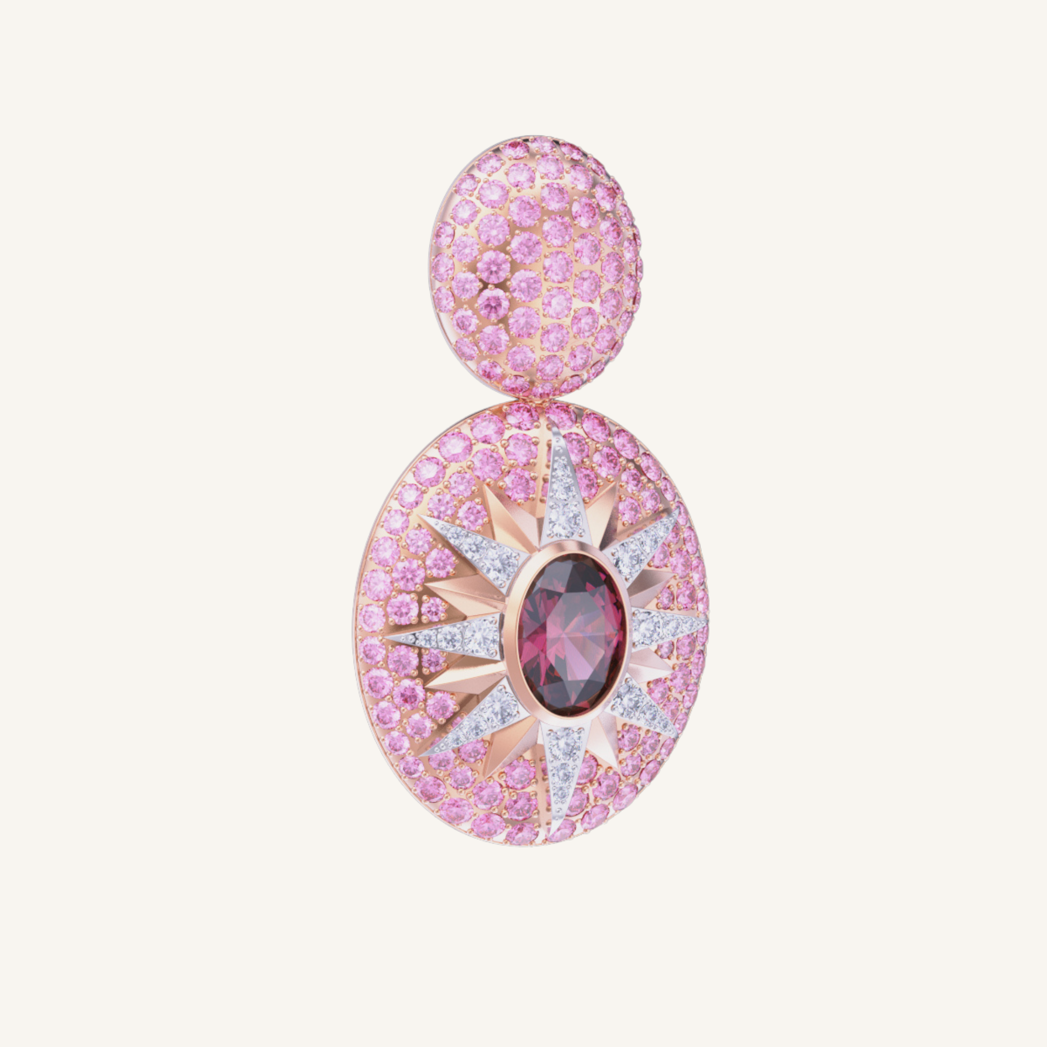 Crush Nova Single Earring - Cherry Rubellite & Pink Sapphires