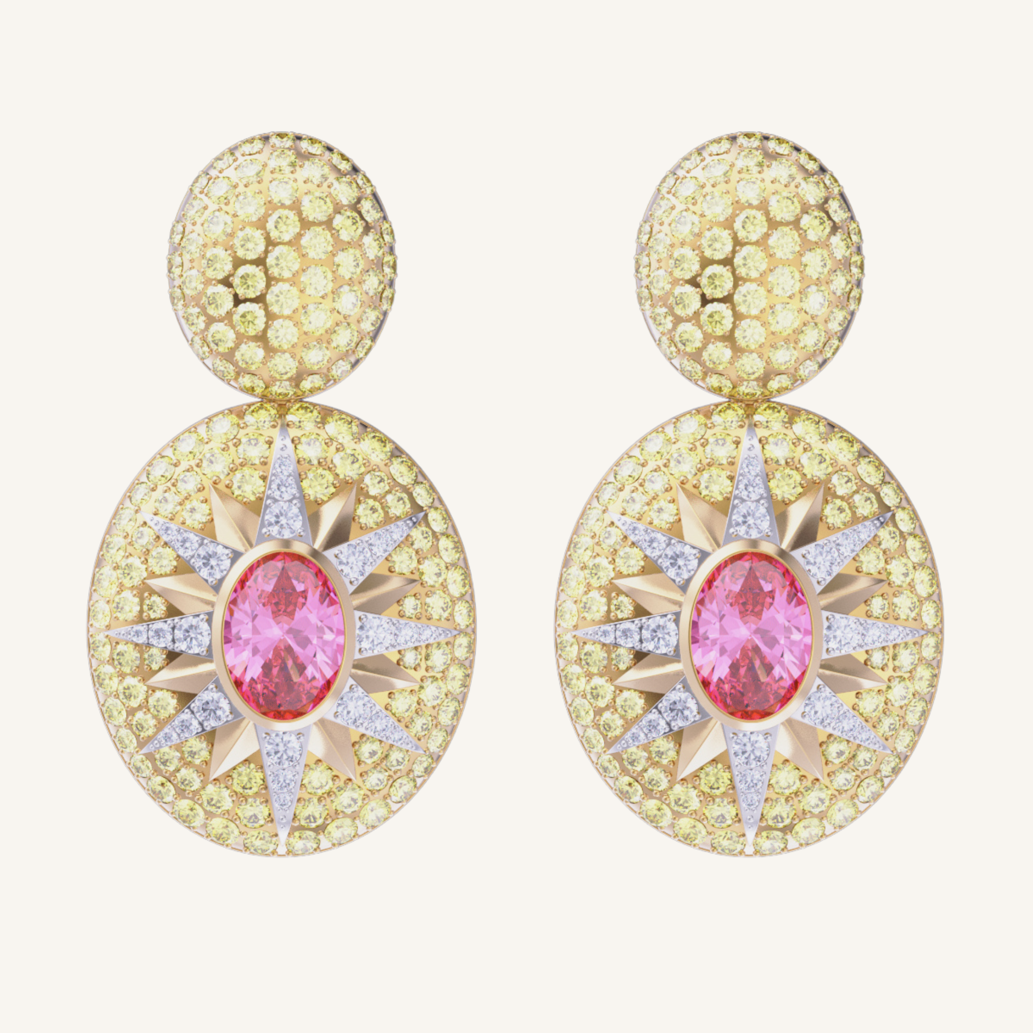 Crush Nova Earrings - Pink Tourmaline & Yellow Sapphires