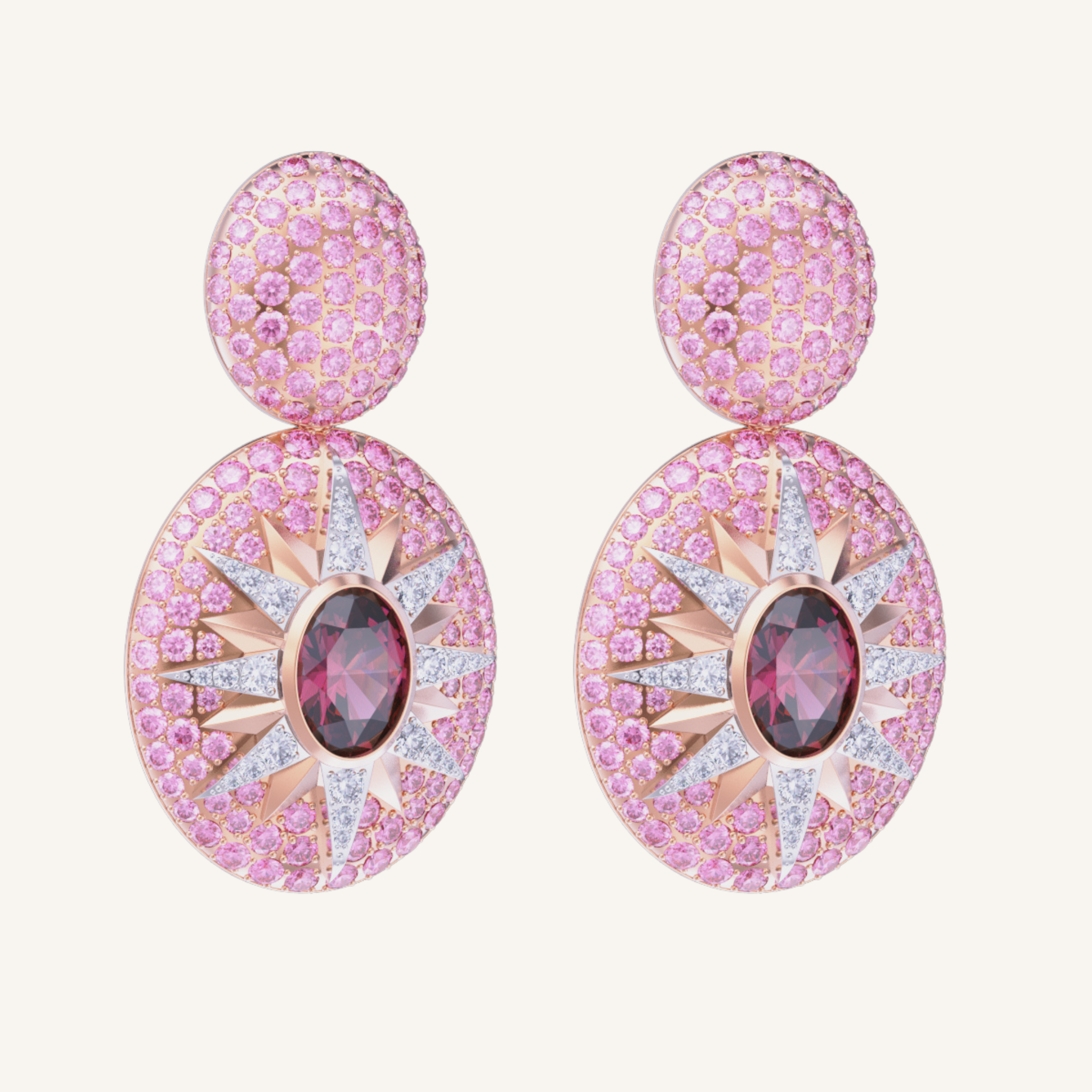 Crush Nova Earrings - Cherry Rubellite & Pink Sapphires