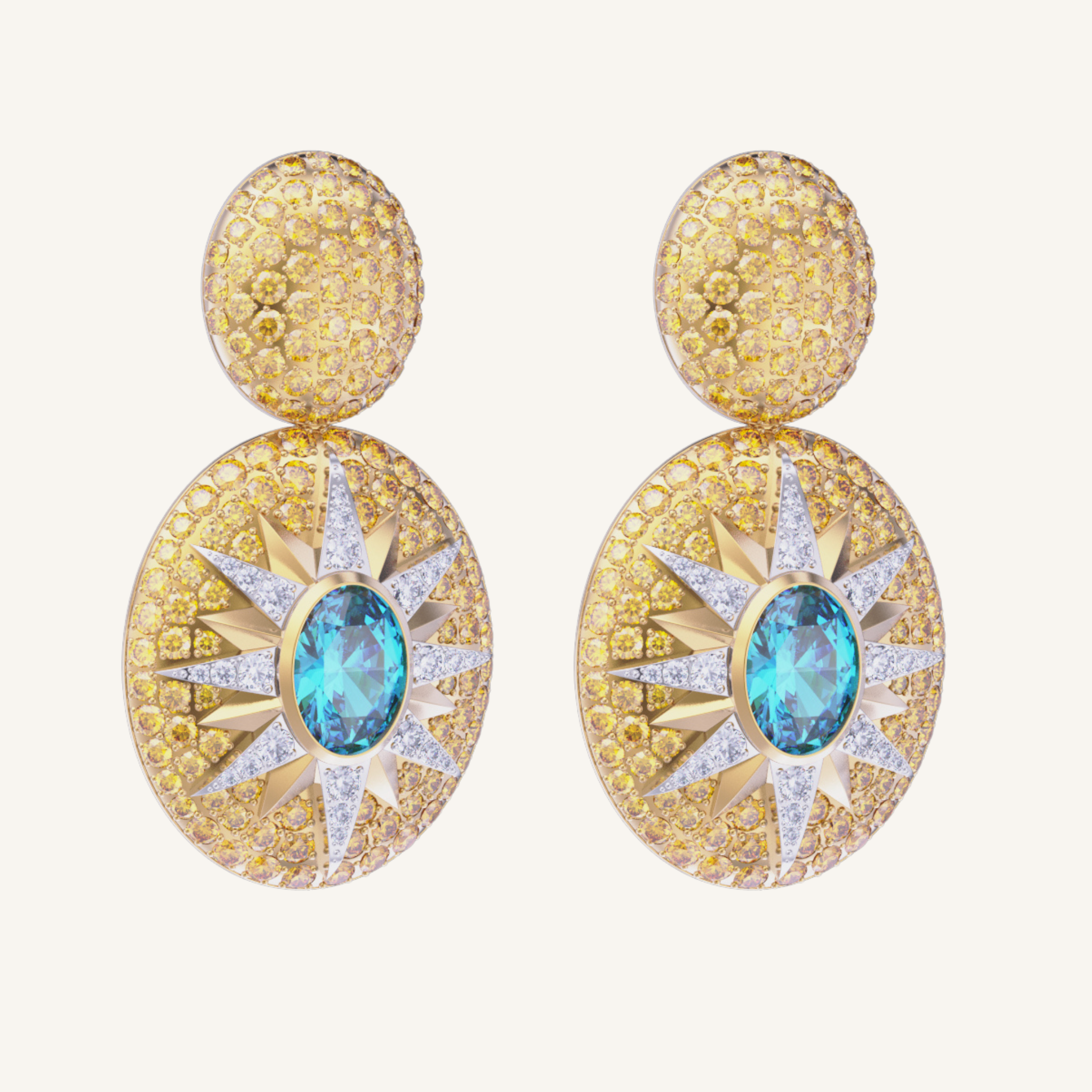 Crush Nova Earrings - Indicolite & Yellow Sapphires