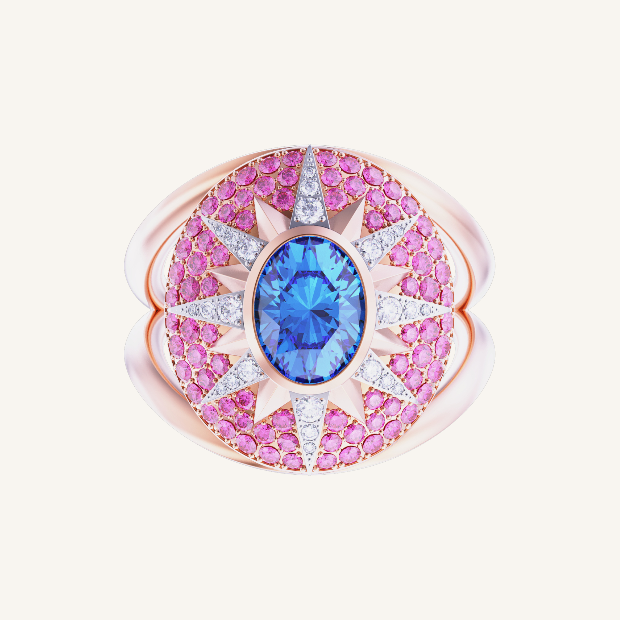 Crush Nova Ring - Blue Zircon & Pink Sapphires