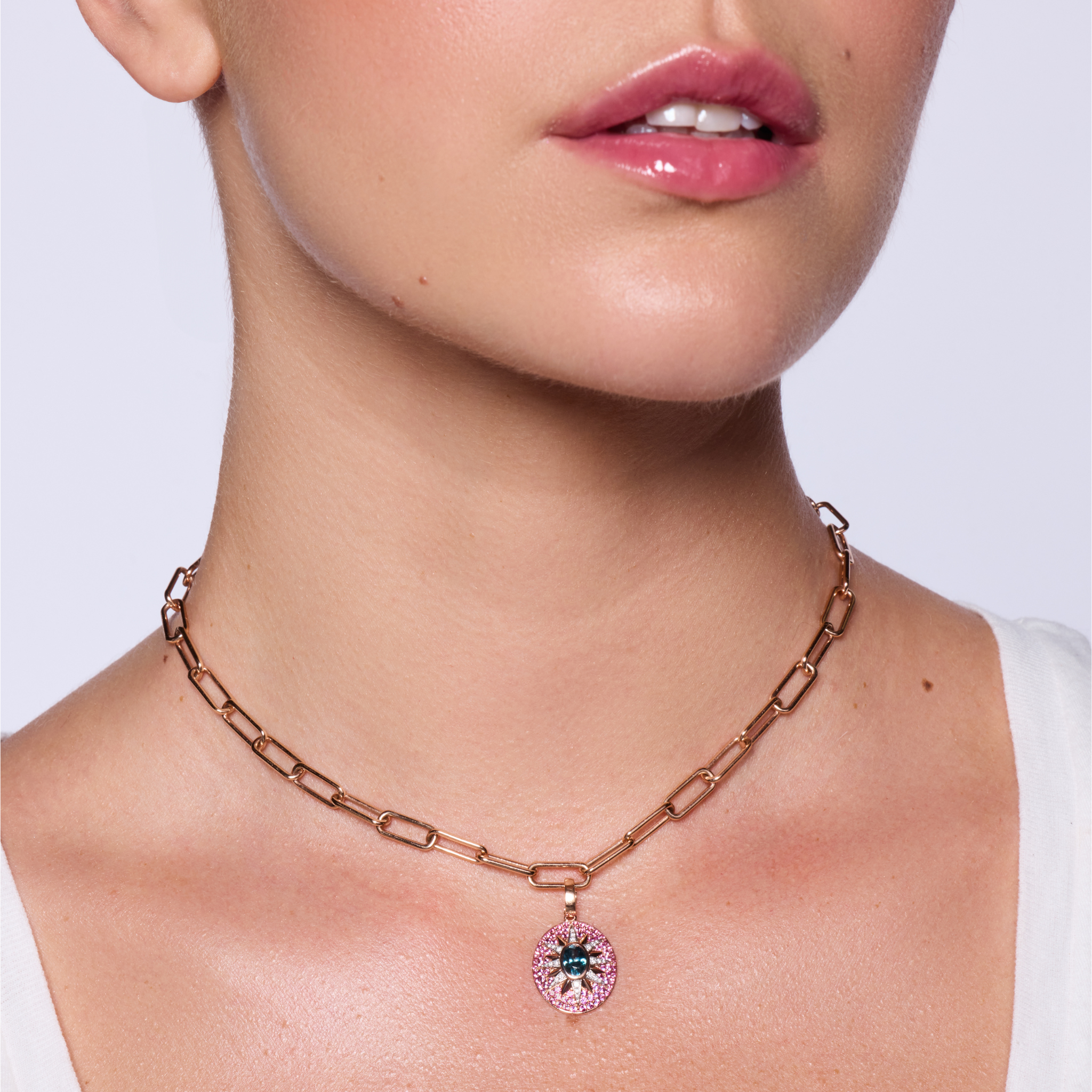 Crush Nova Pendant - Blue Zircon & Pink Sapphires
