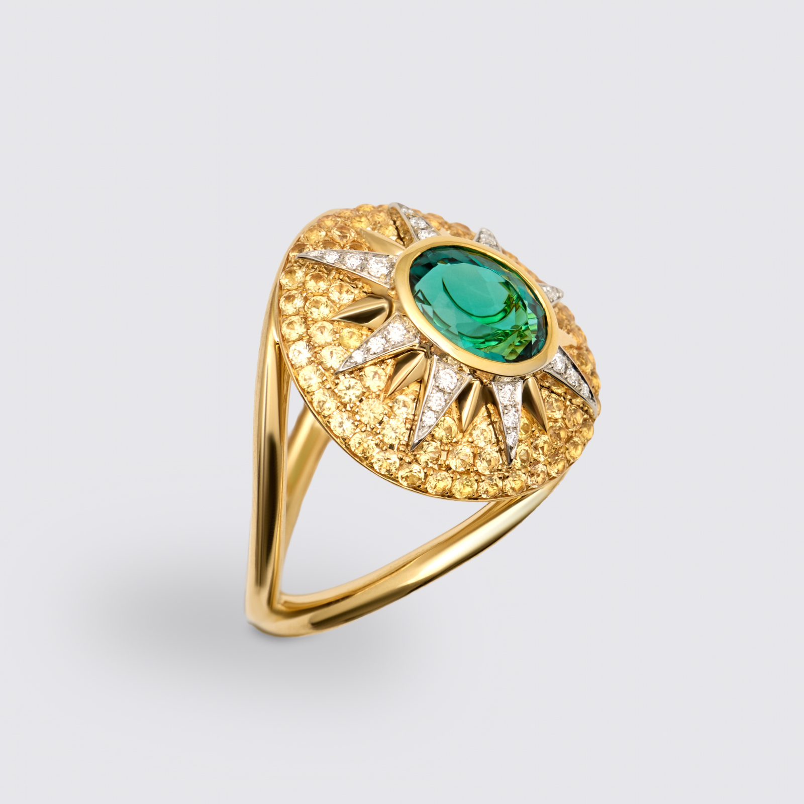 Crush Nova Ring - Indicolite & Yellow Sapphires
