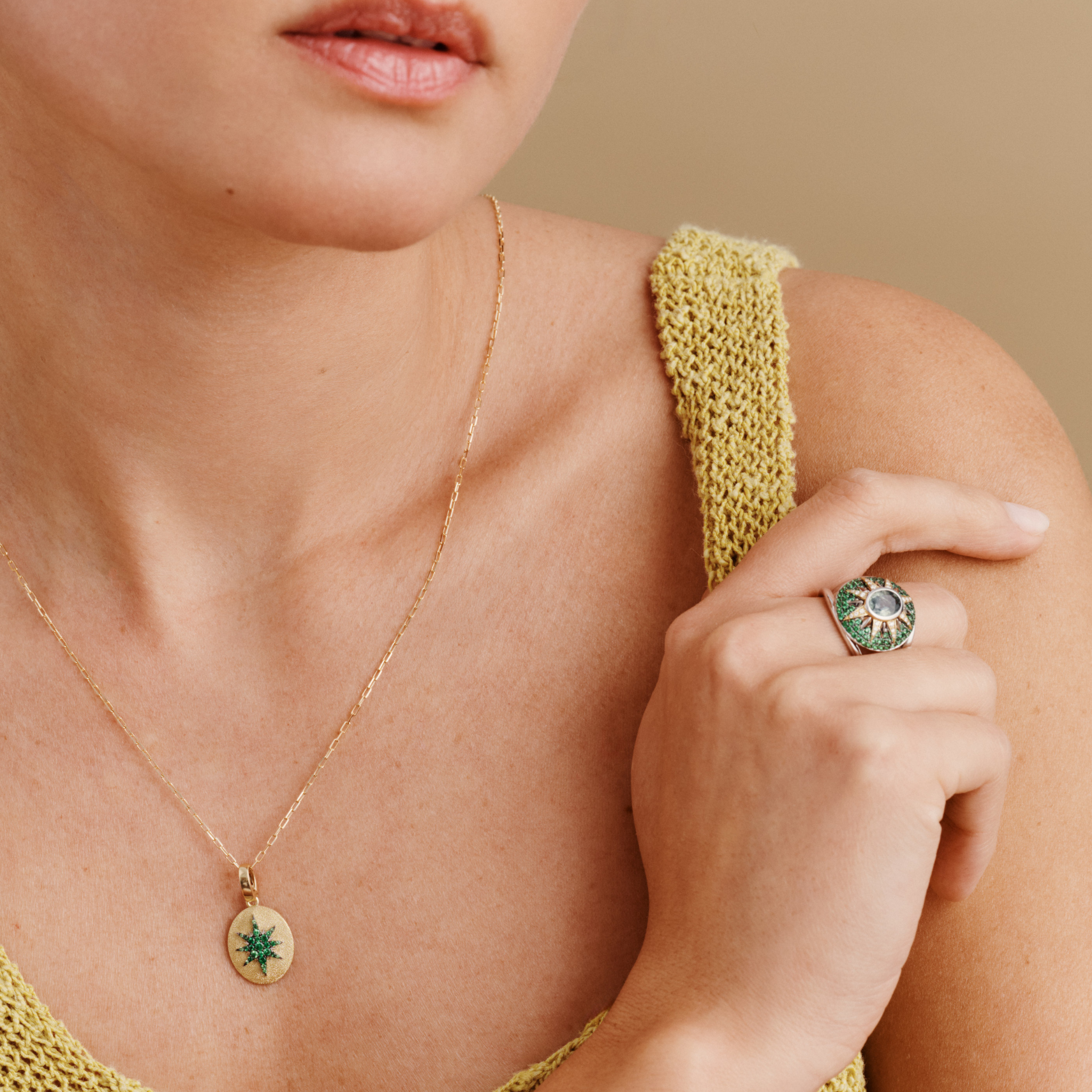 Crush Nova Ring - Green Sapphire & Tsavorites