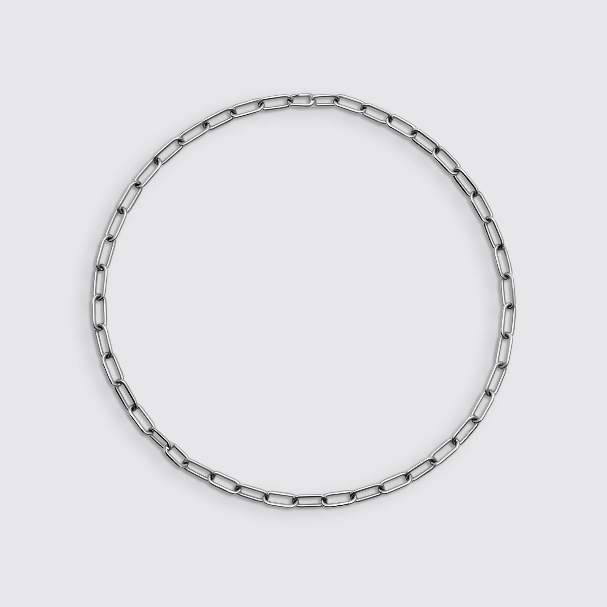 Paperclip Chain Necklace - White Gold