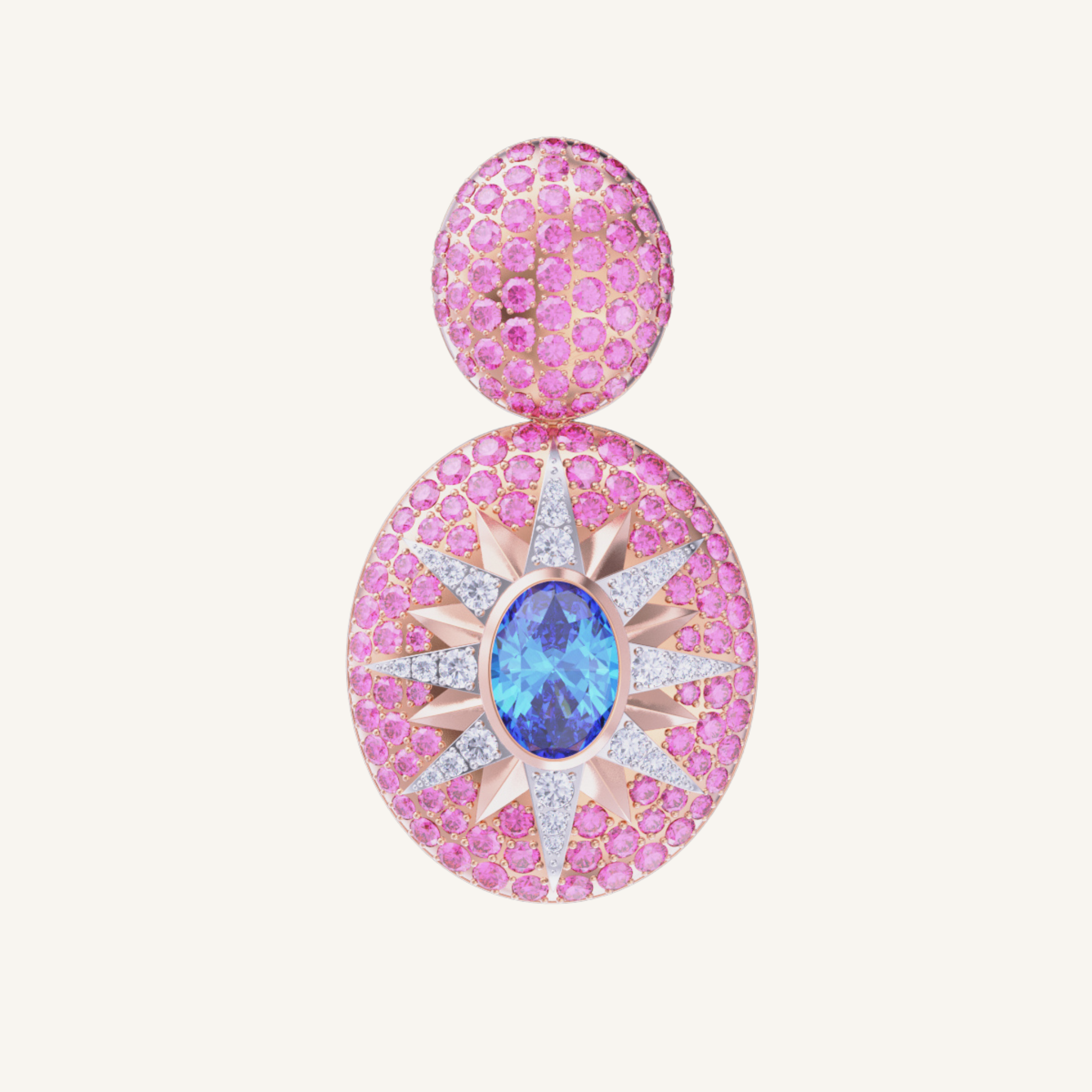 Crush Nova Single Earring - Blue Zircon & Pink Sapphires