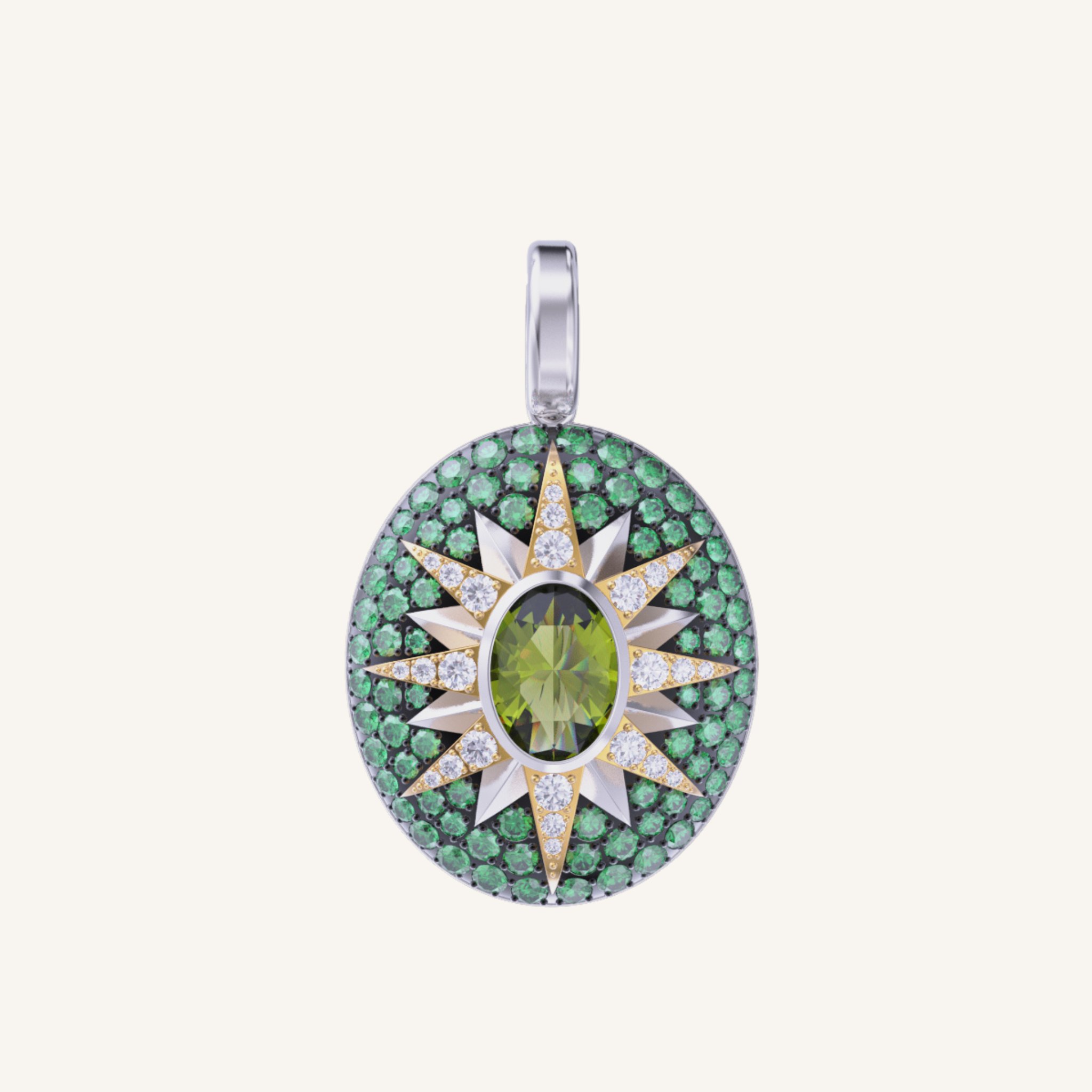 Crush Nova Pendant - Green Sapphire & Tsavorites