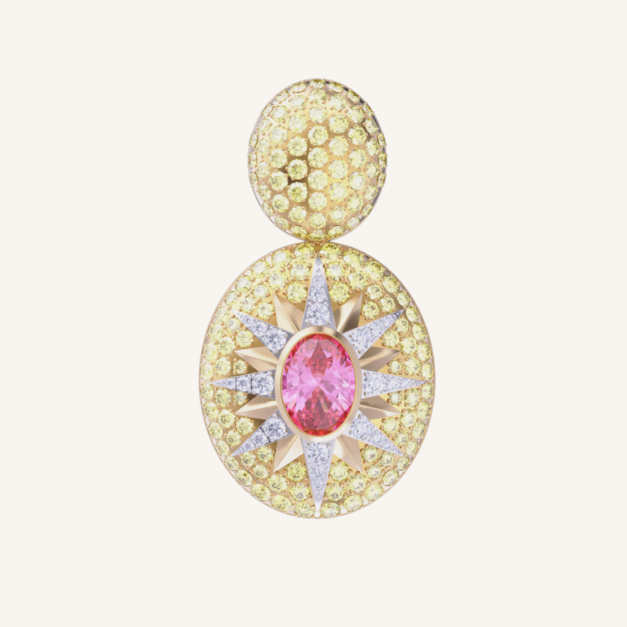 Crush Nova Single Earring - Pink Tourmaline & Yellow Sapphires
