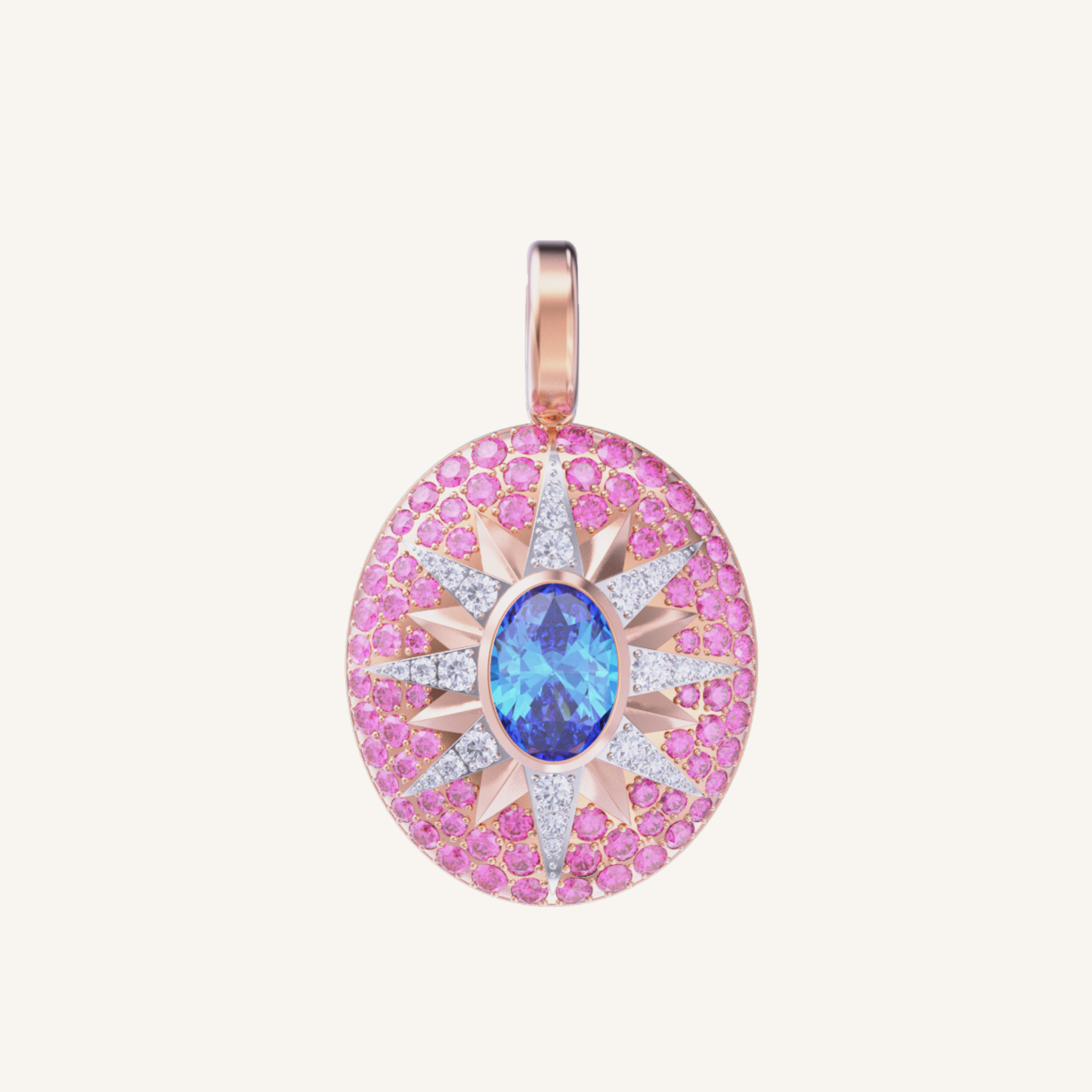 Crush Nova Pendant - Blue Zircon & Pink Sapphires