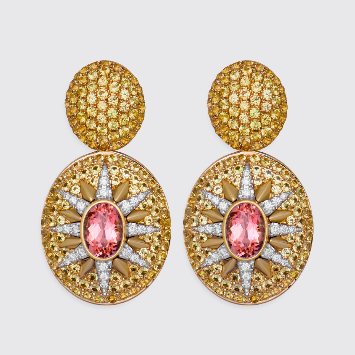 Crush Nova Earrings - Pink Tourmaline & Yellow Sapphires
