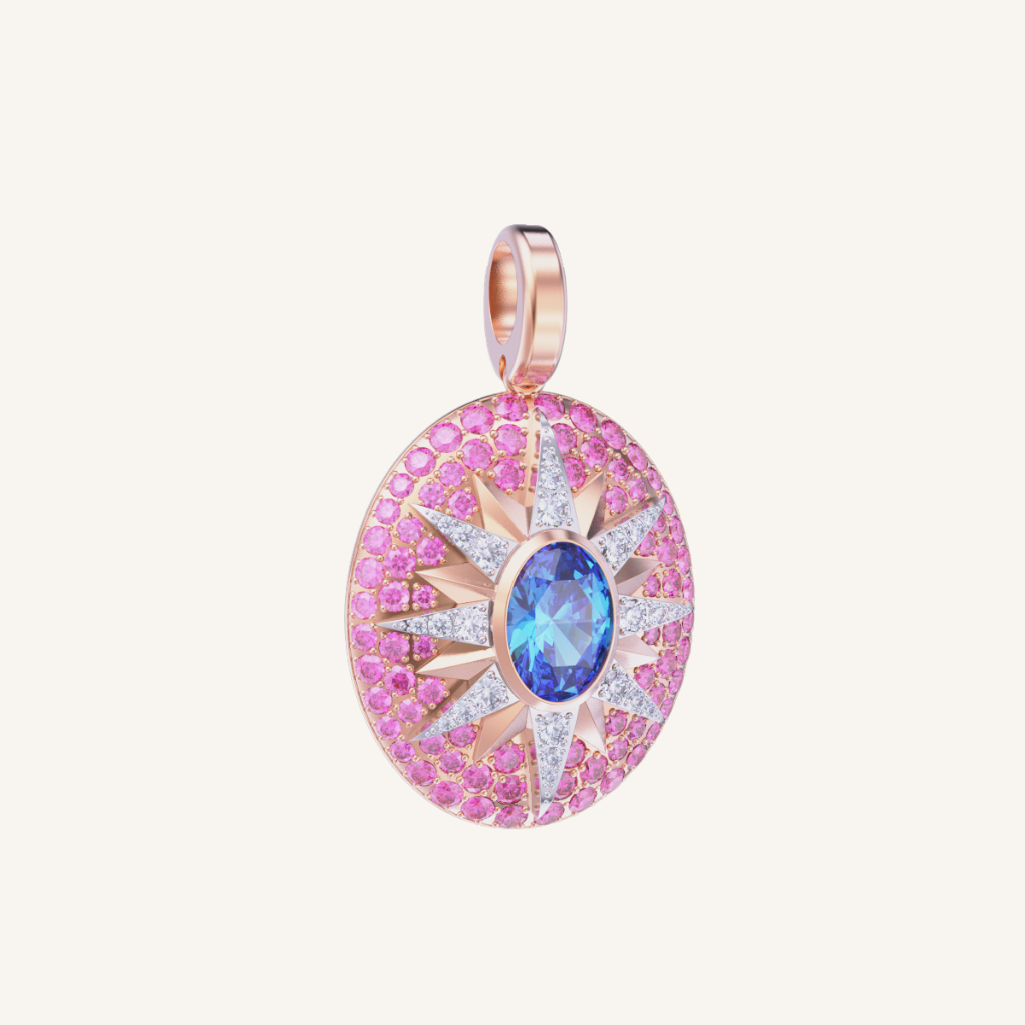 Crush Nova Pendant - Blue Zircon & Pink Sapphires