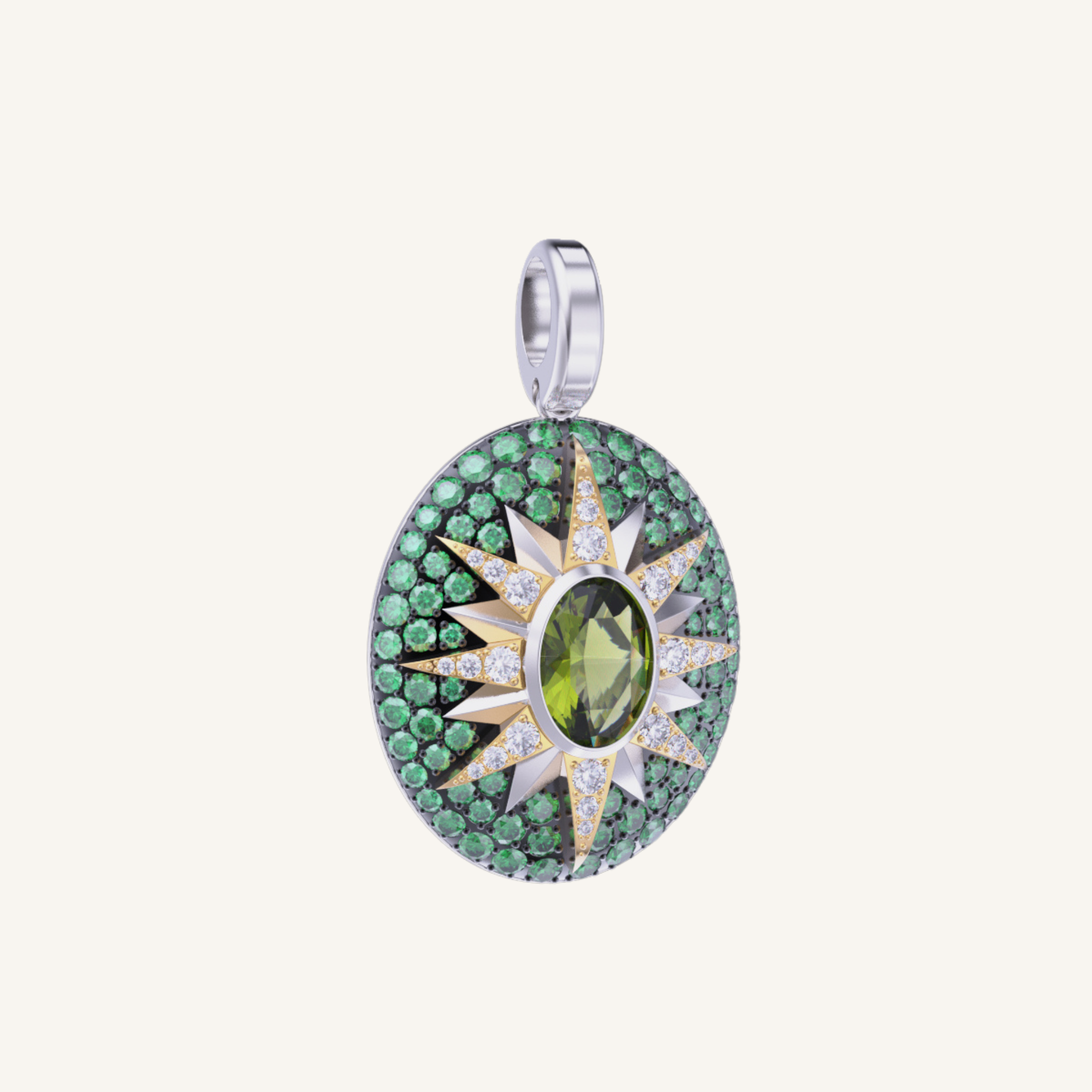 Crush Nova Pendant - Green Sapphire & Tsavorites