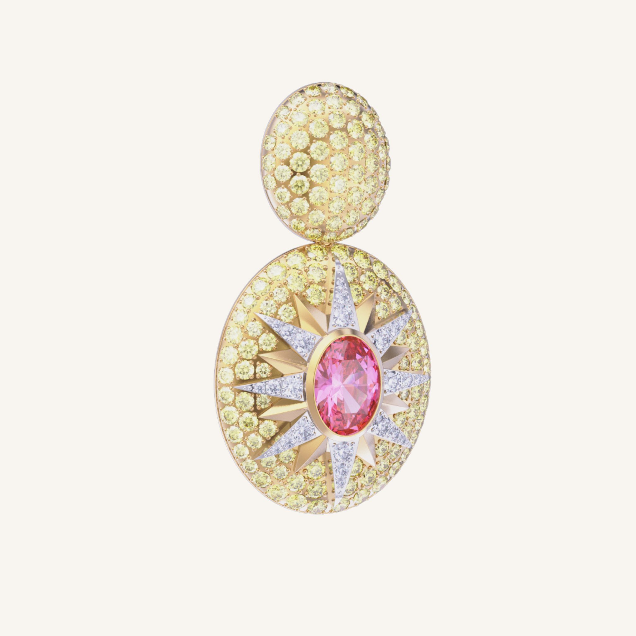 Crush Nova Single Earring - Pink Tourmaline & Yellow Sapphires