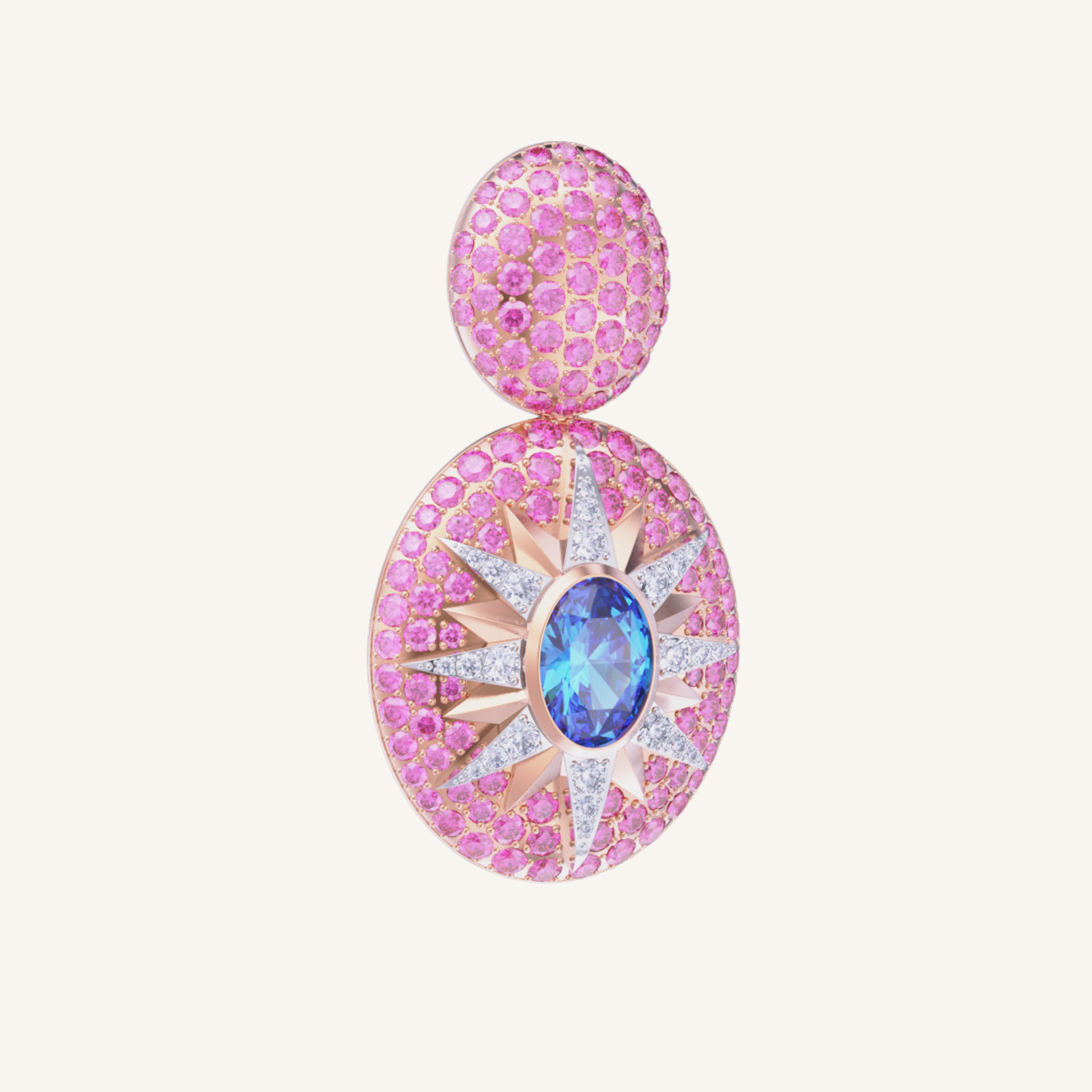 Crush Nova Single Earring - Blue Zircon & Pink Sapphires