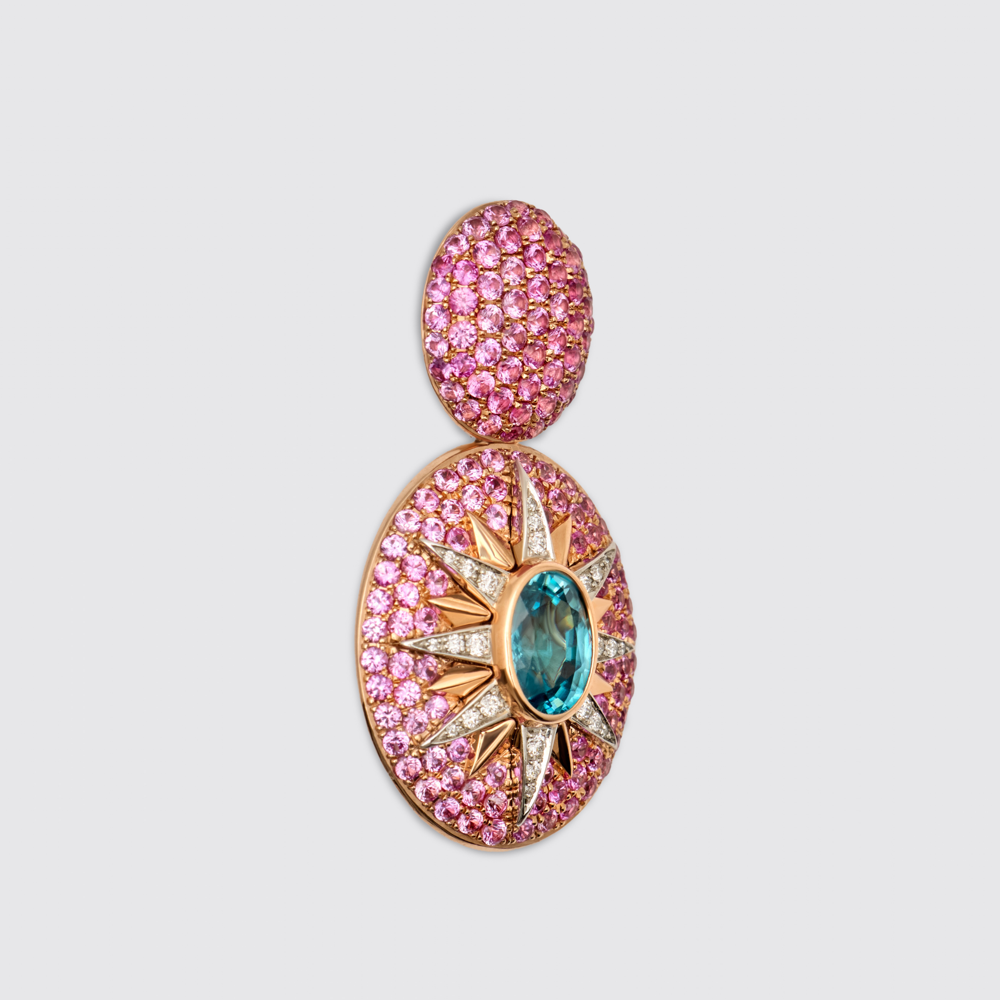 Crush Nova Earrings - Blue Zircon & Pink Sapphires