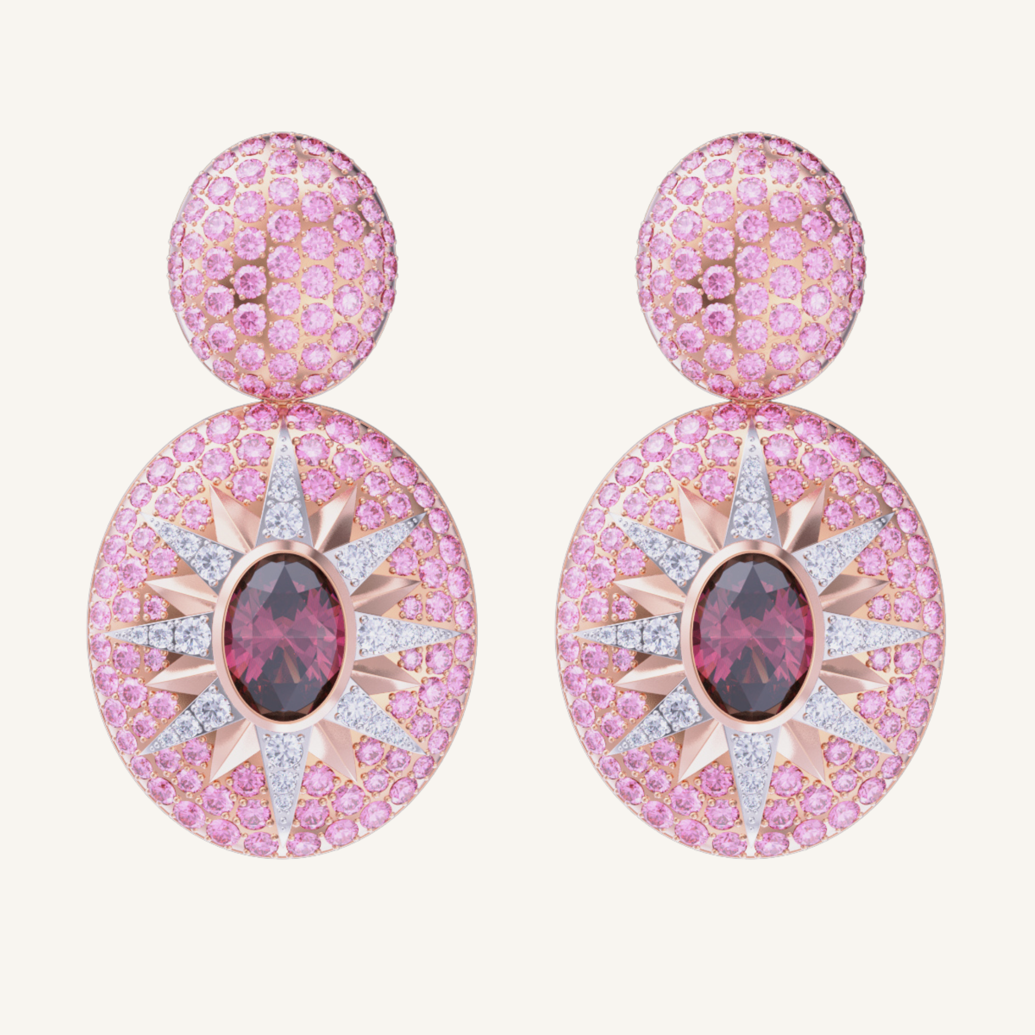 Crush Nova Earrings - Cherry Rubellite & Pink Sapphires