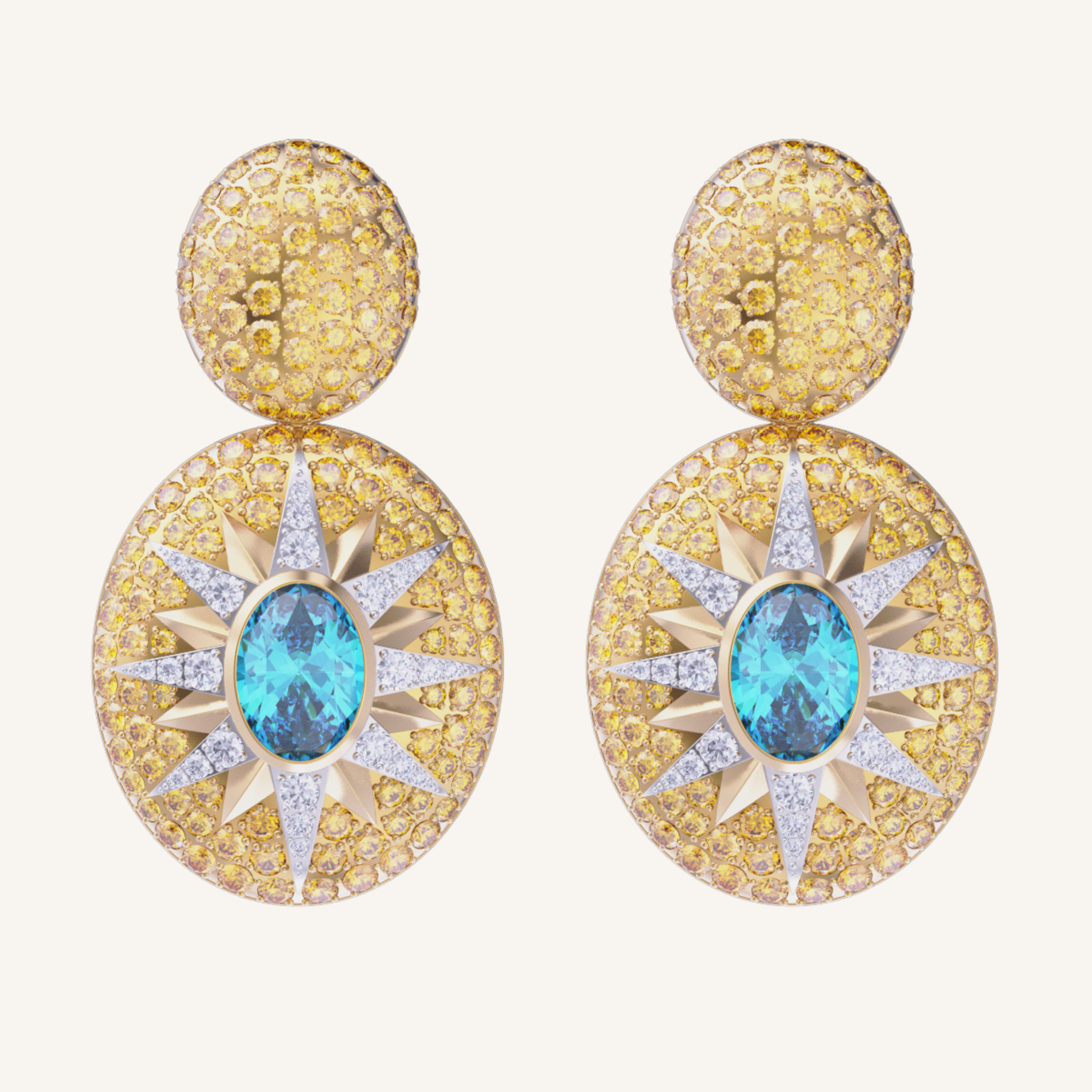 Crush Nova Earrings - Indicolite & Yellow Sapphires