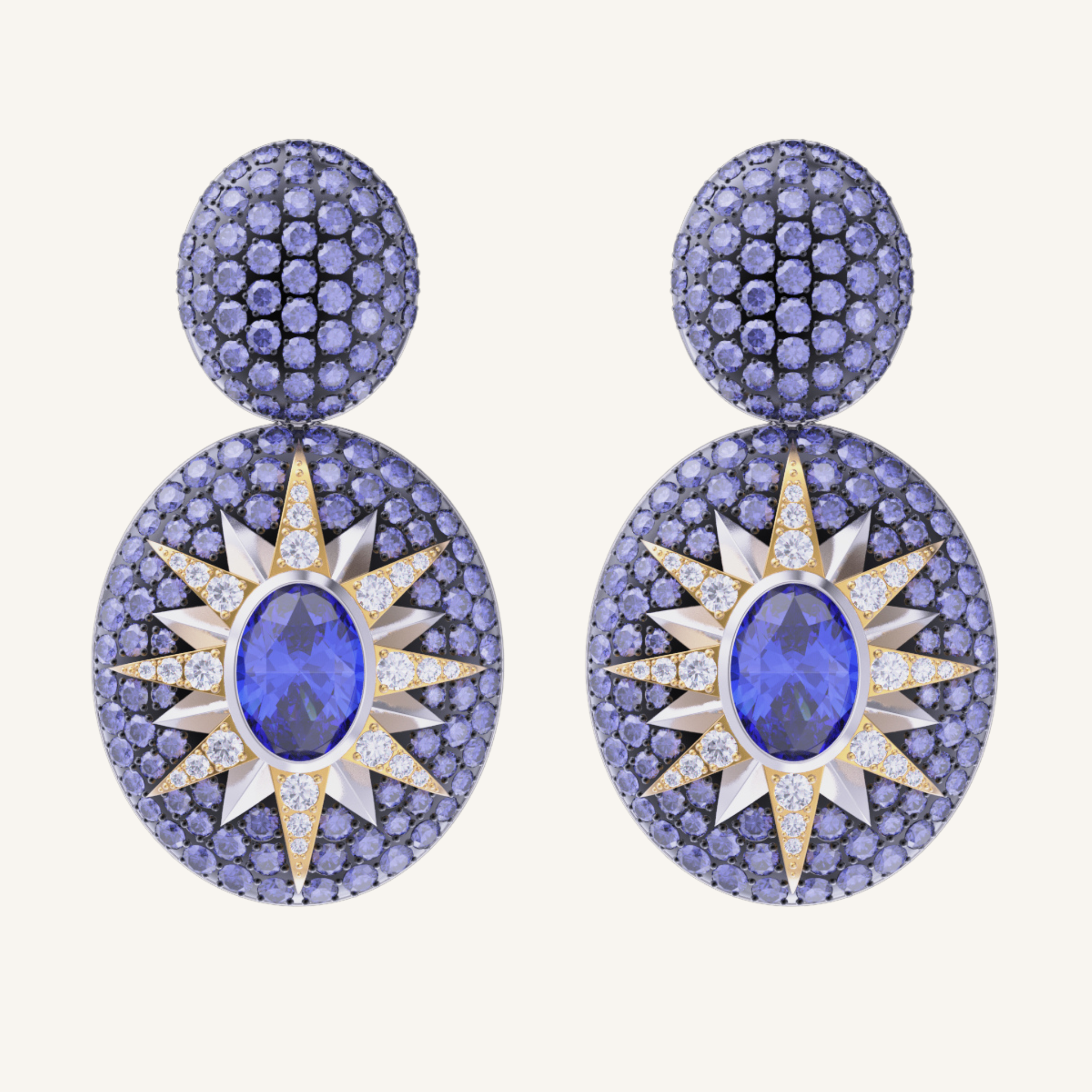 Crush Nova Earrings - Tanzanite & Blue Sapphires