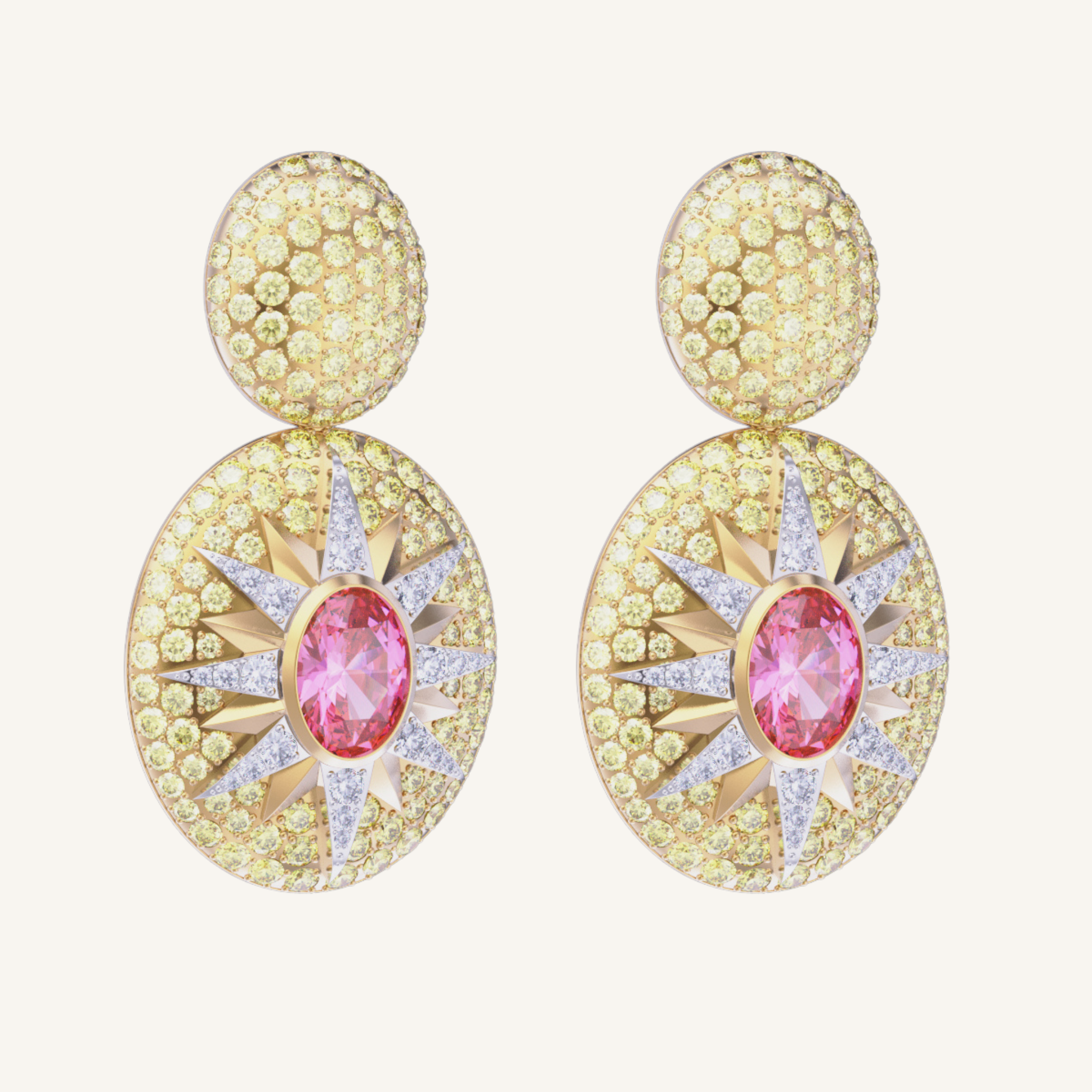 Crush Nova Earrings - Pink Tourmaline & Yellow Sapphires