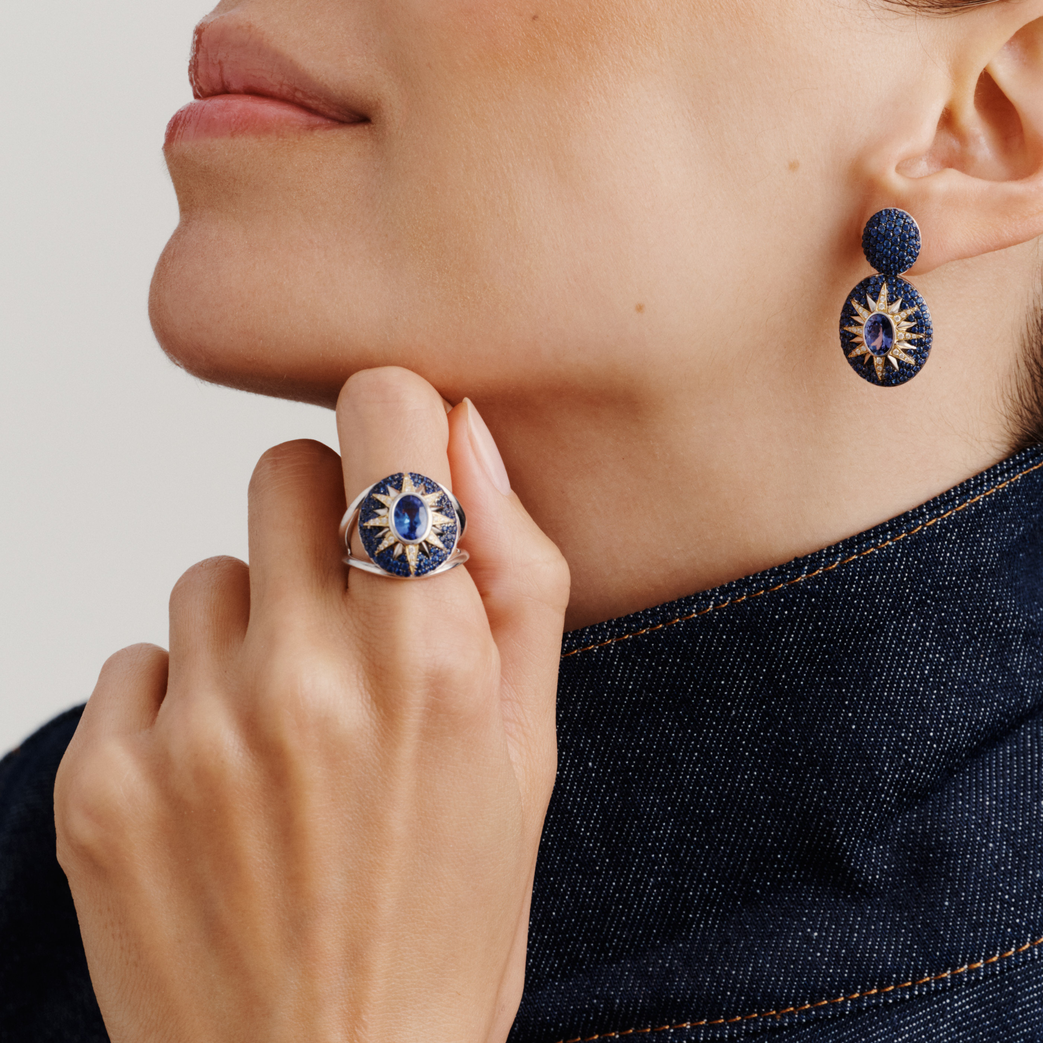 Crush Nova Single Earring - Tanzanite & Blue Sapphires