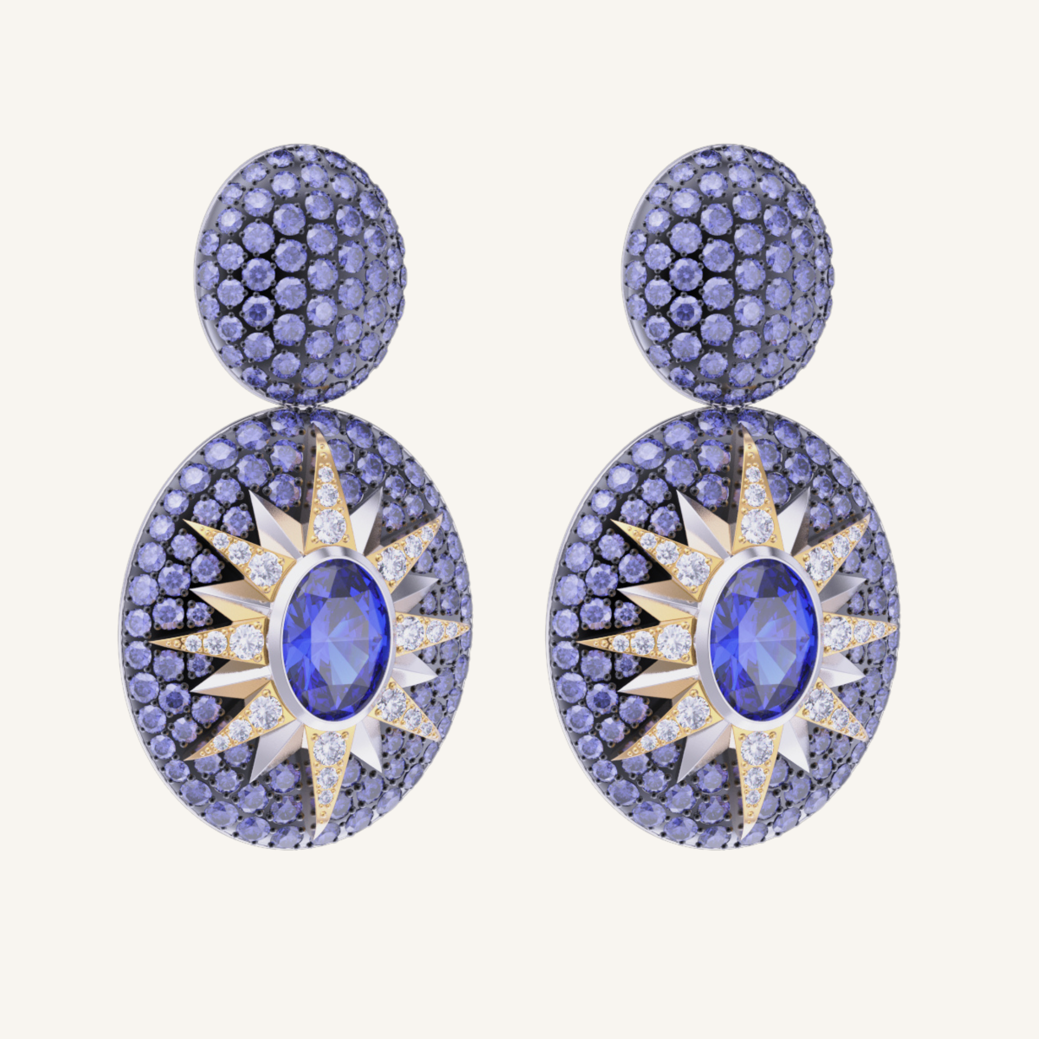 Crush Nova Earrings - Tanzanite & Blue Sapphires