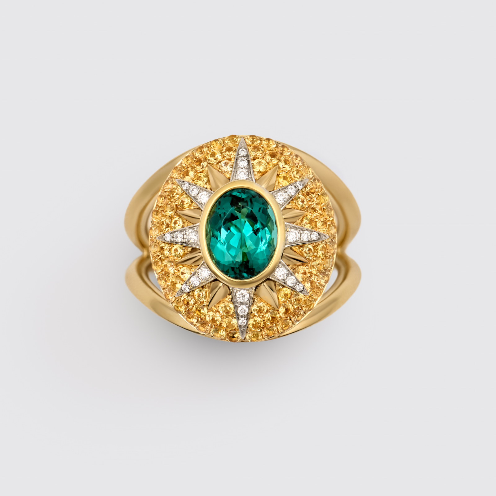 Crush Nova Ring - Indicolite & Yellow Sapphires
