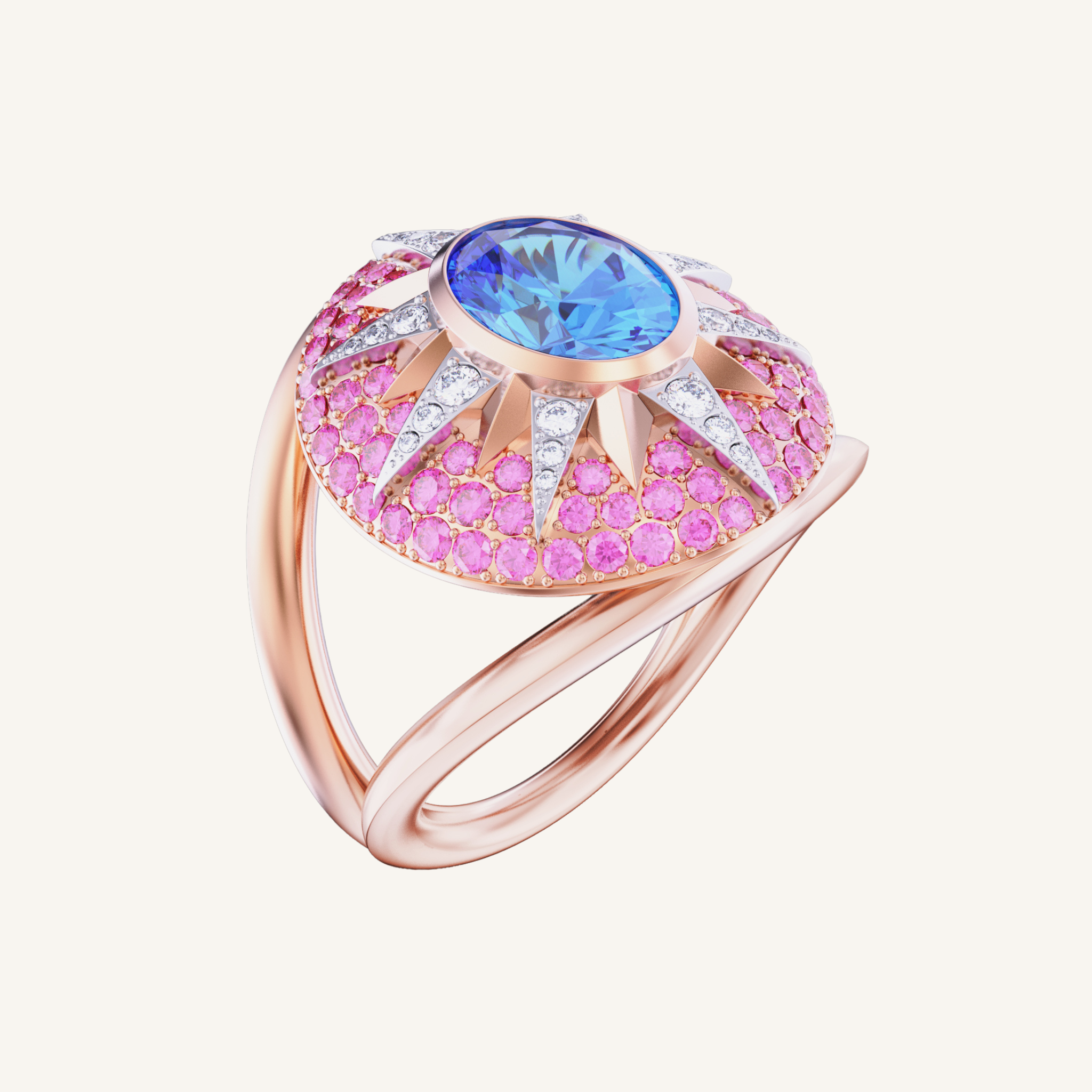 Crush Nova Ring - Blue Zircon & Pink Sapphires