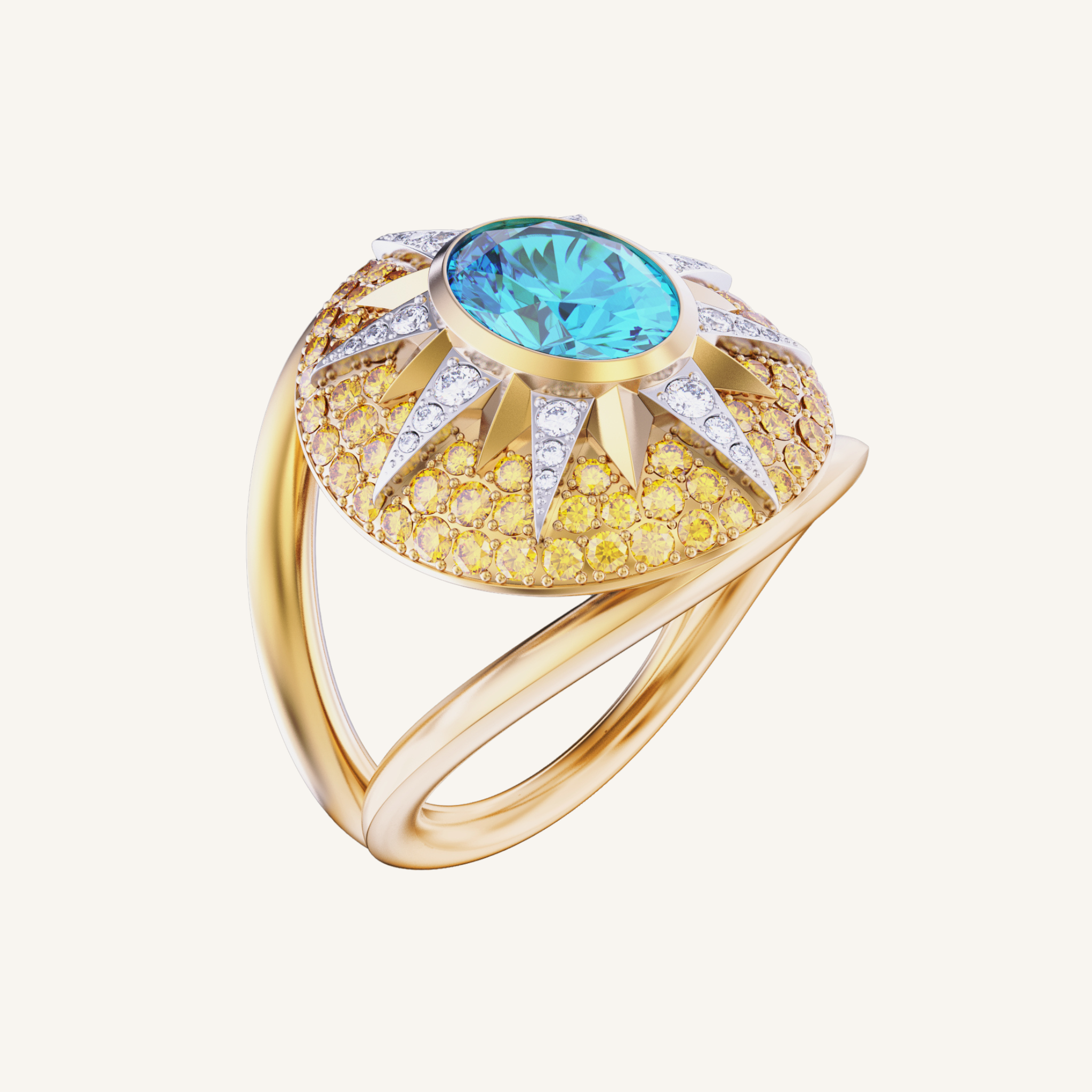 Crush Nova Ring - Indicolite & Yellow Sapphires