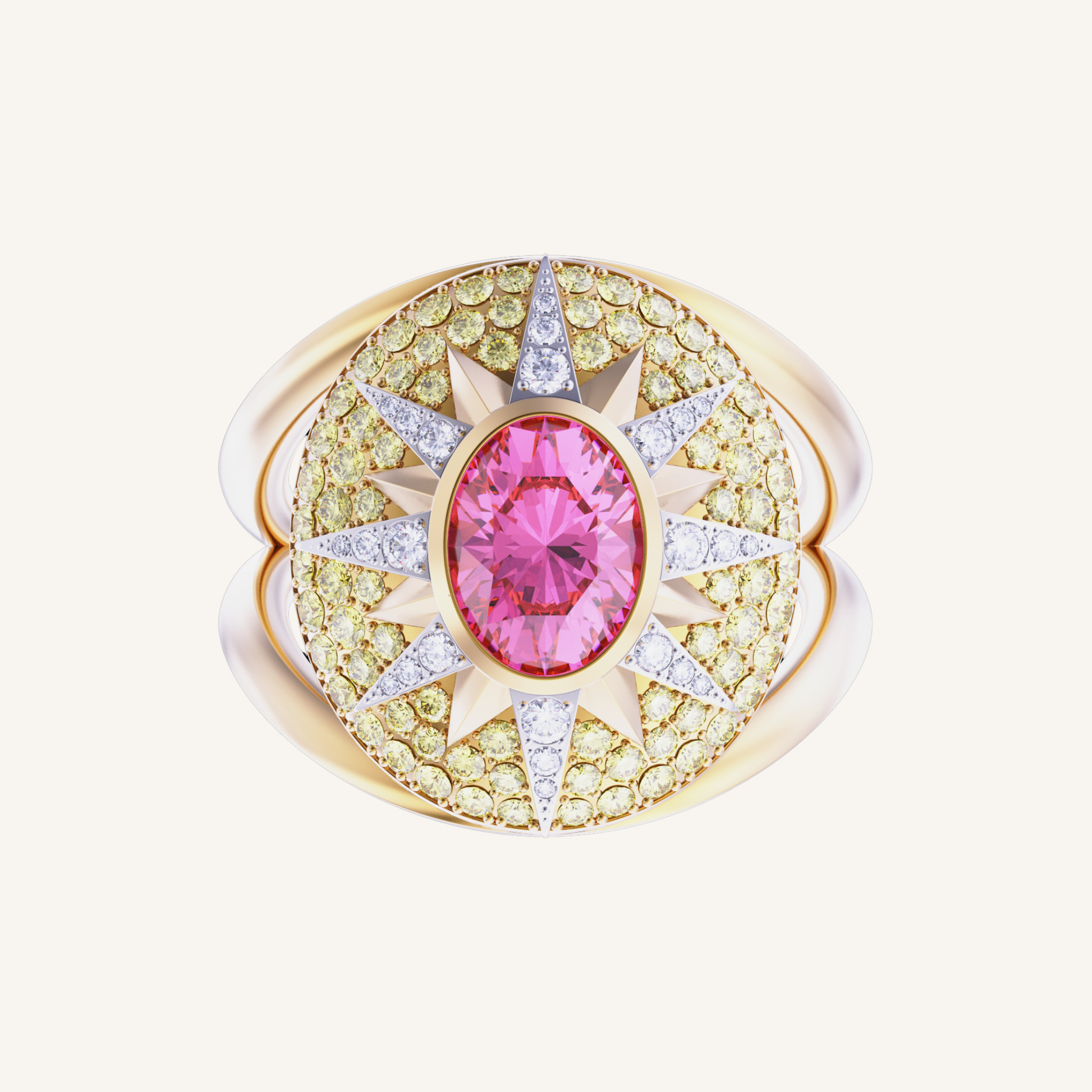 Crush Nova Ring - Pink Tourmaline & Yellow Sapphires