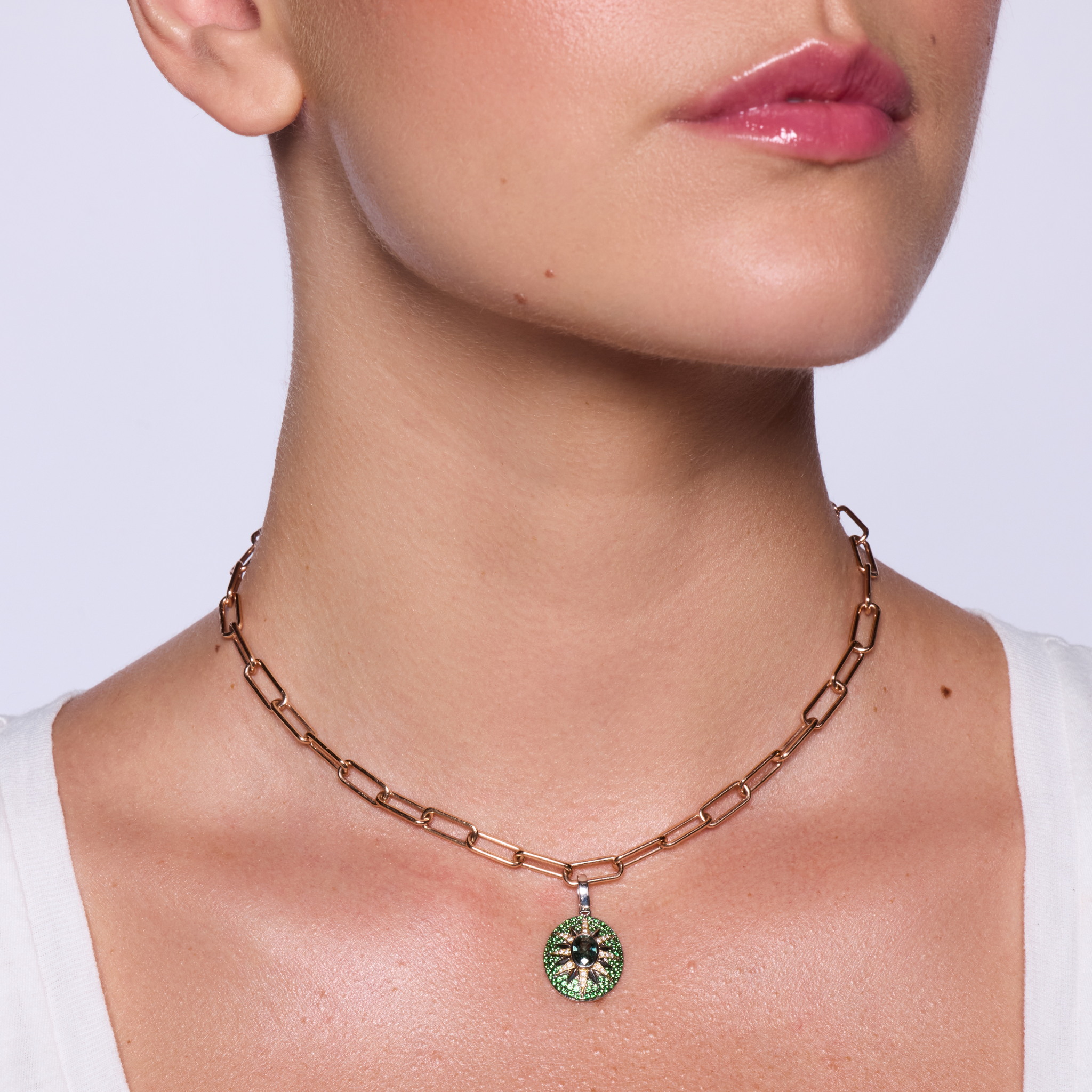 Crush Nova Pendant - Green Sapphire & Tsavorites